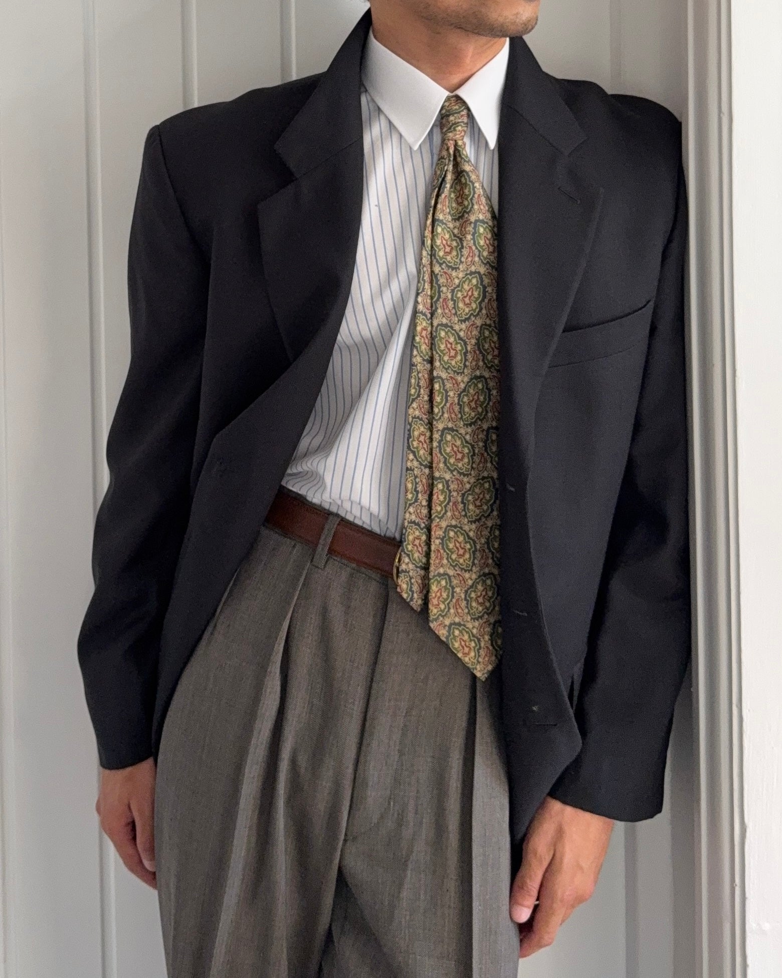 Valentino 1980s 3B Black Wool Sport Jacket Blazer  - Size XL