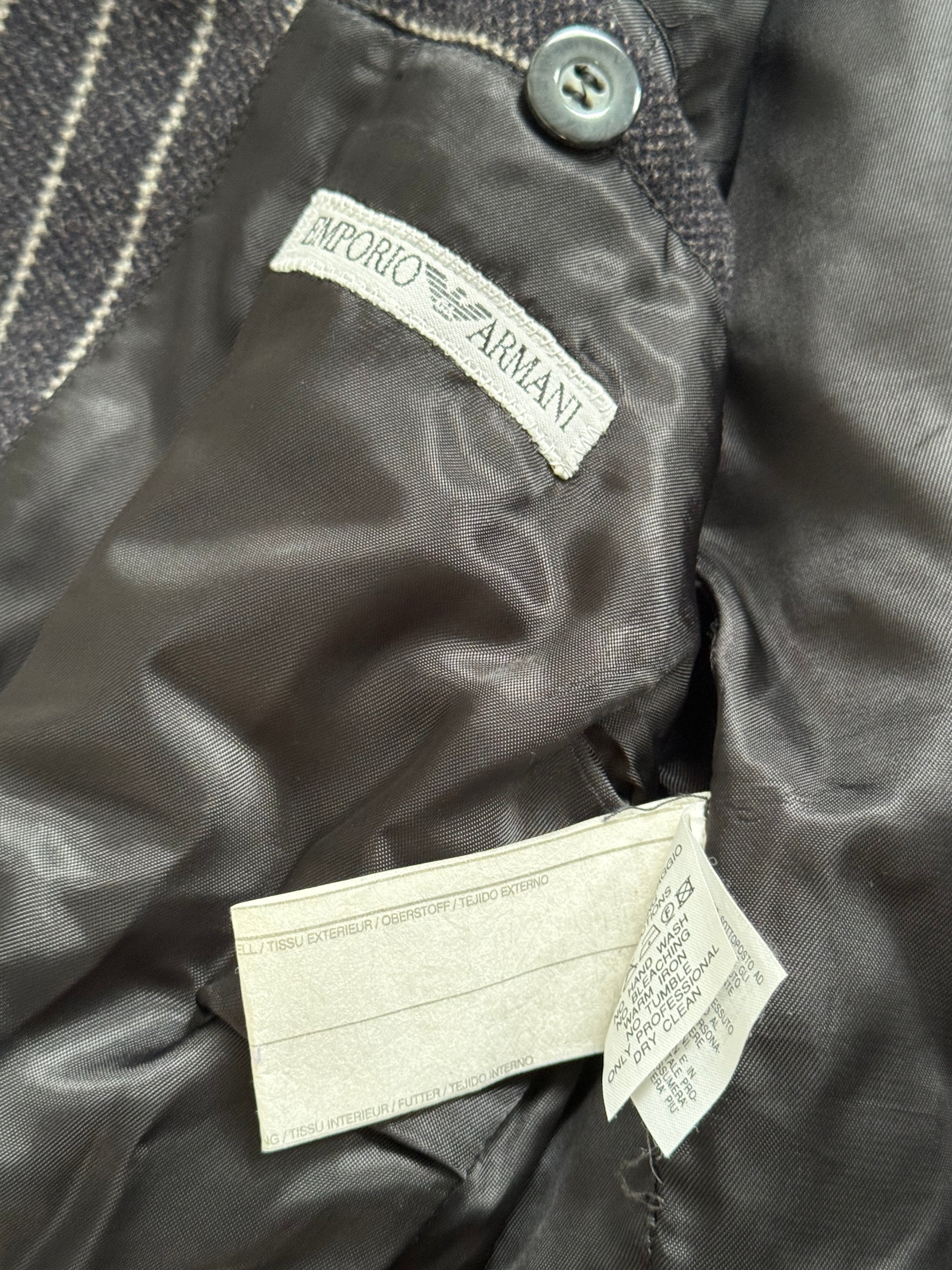 Emporio Armani 1990s 3B Chalk Stripe Ruched Wool Sport Jacket Blazer - Size M