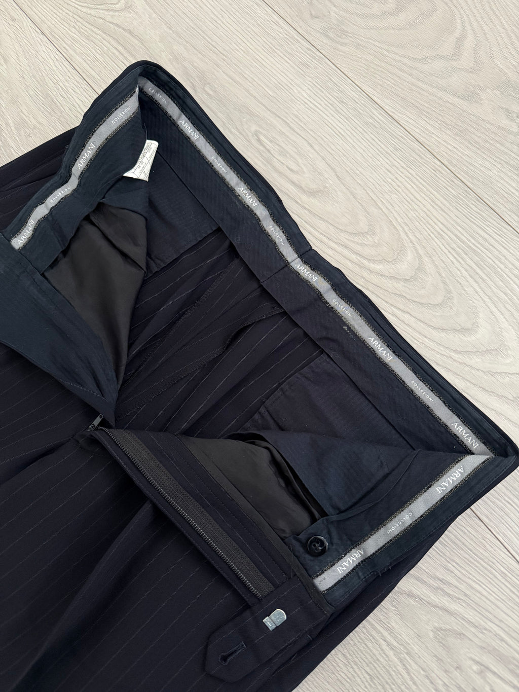 Armani 1990s Striped Wool Pleated Suit - Size XL Jacket / 36" Waist