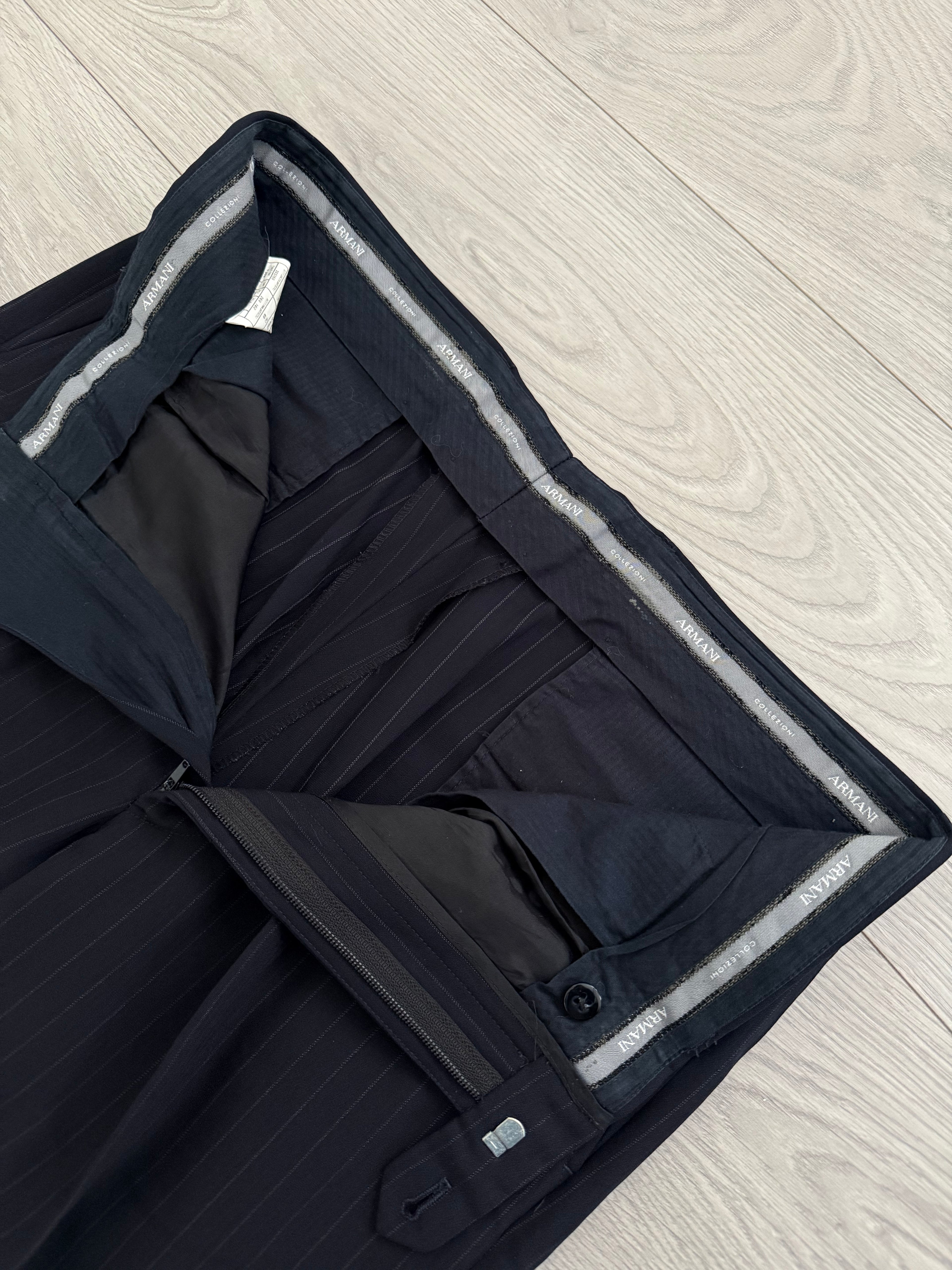 Armani 1990s Striped Wool Pleated Suit - Size XL Jacket / 36" Waist