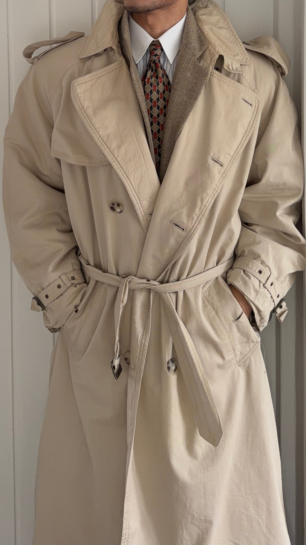 Hugo Boss 1980s Padded Power Trench Coat - Size L