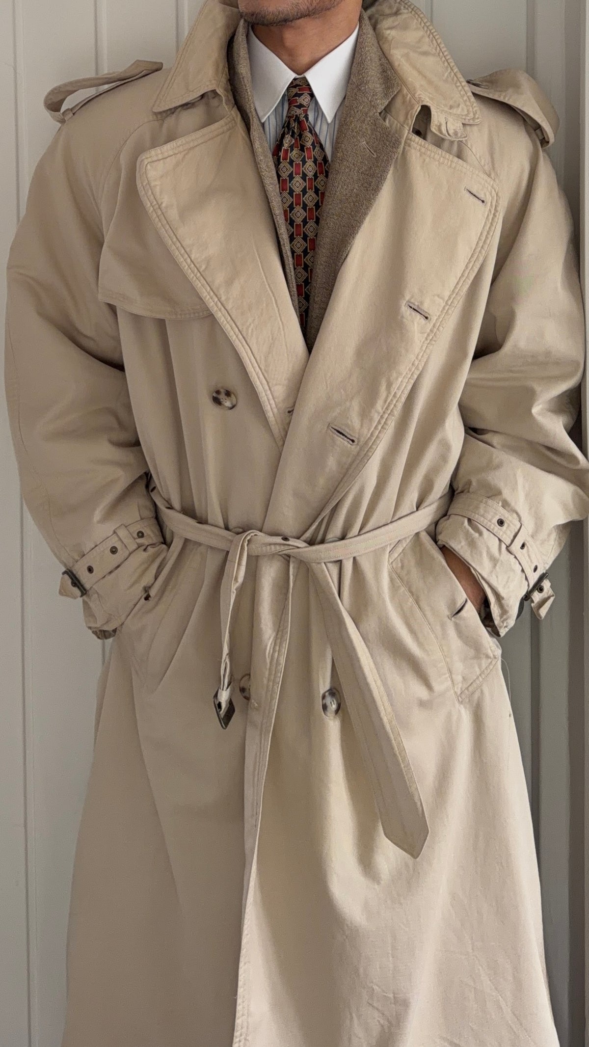 Hugo Boss 1980s Padded Power Trench Coat - Size L