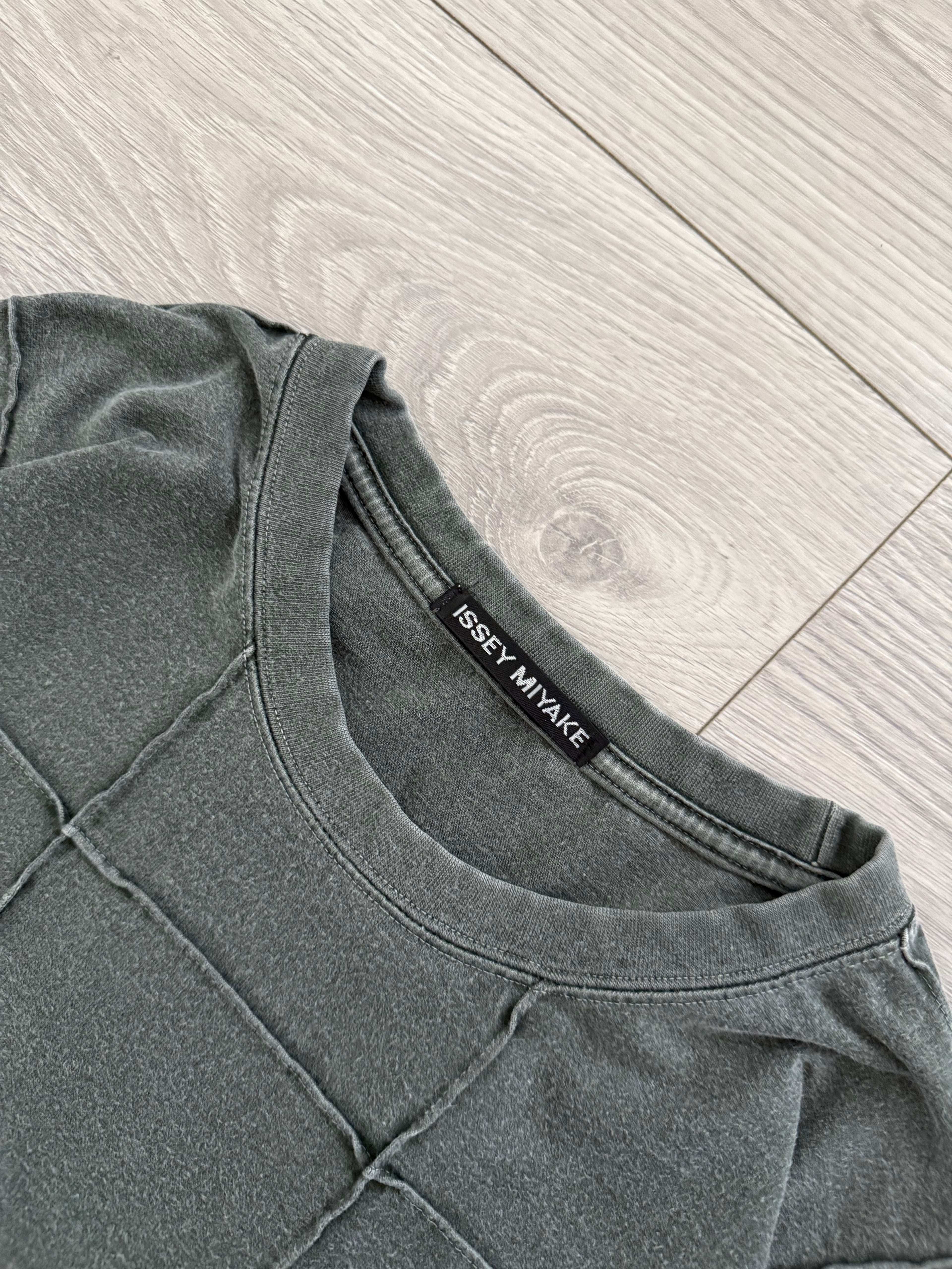 Issey Miyake Early 00s Faded Grey Green Long Sleeve T-Shirt - Size M