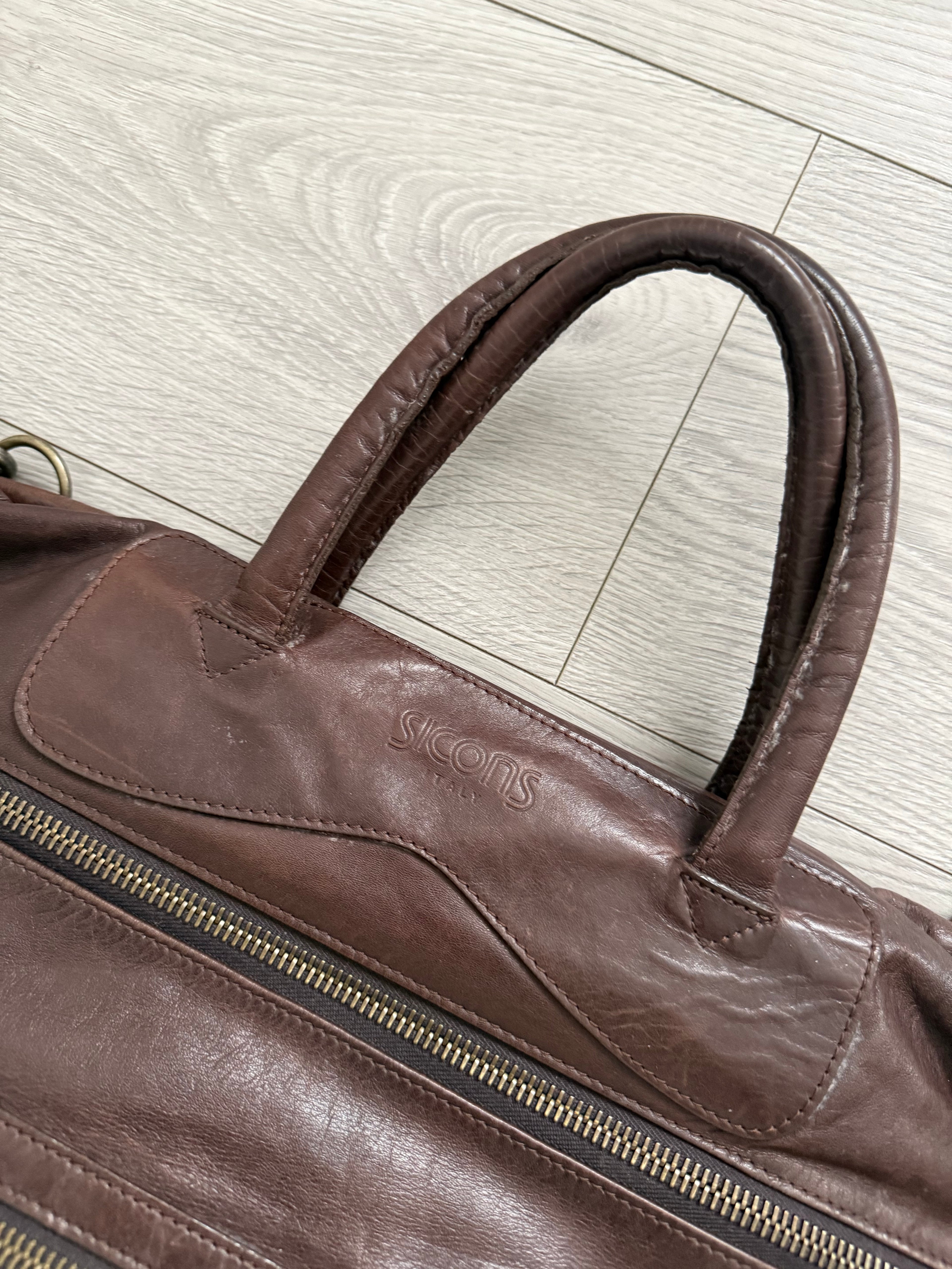 Sicons Armani 1980s Brown Leather Top Handle Shoulder Bag