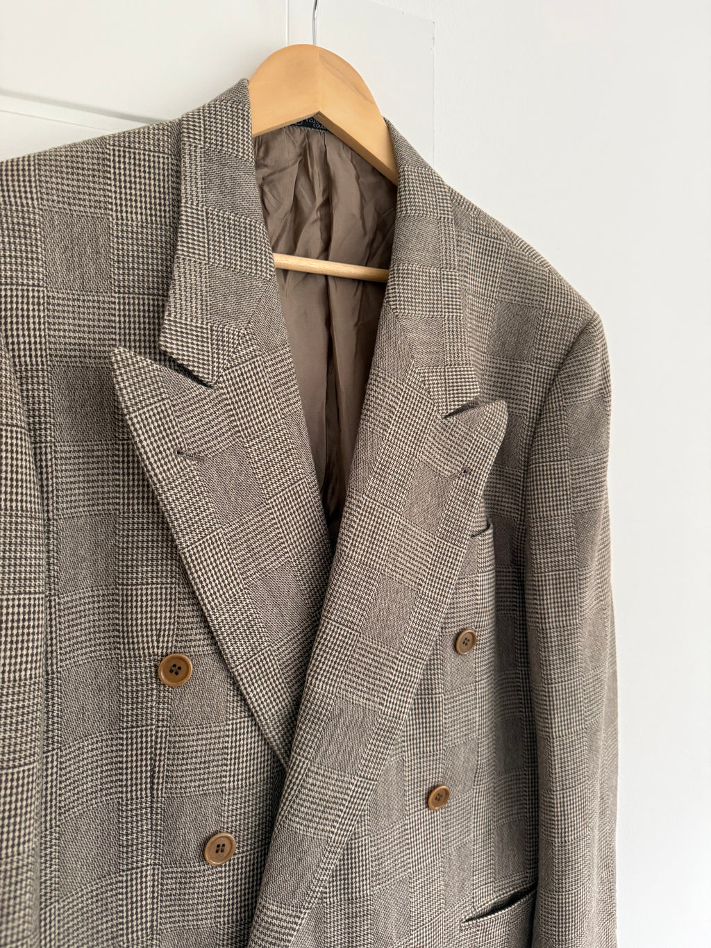 Valentino 1980s Peaked Lapel Double Breasted Textured Wool Sports Blazer Jacket - Size M