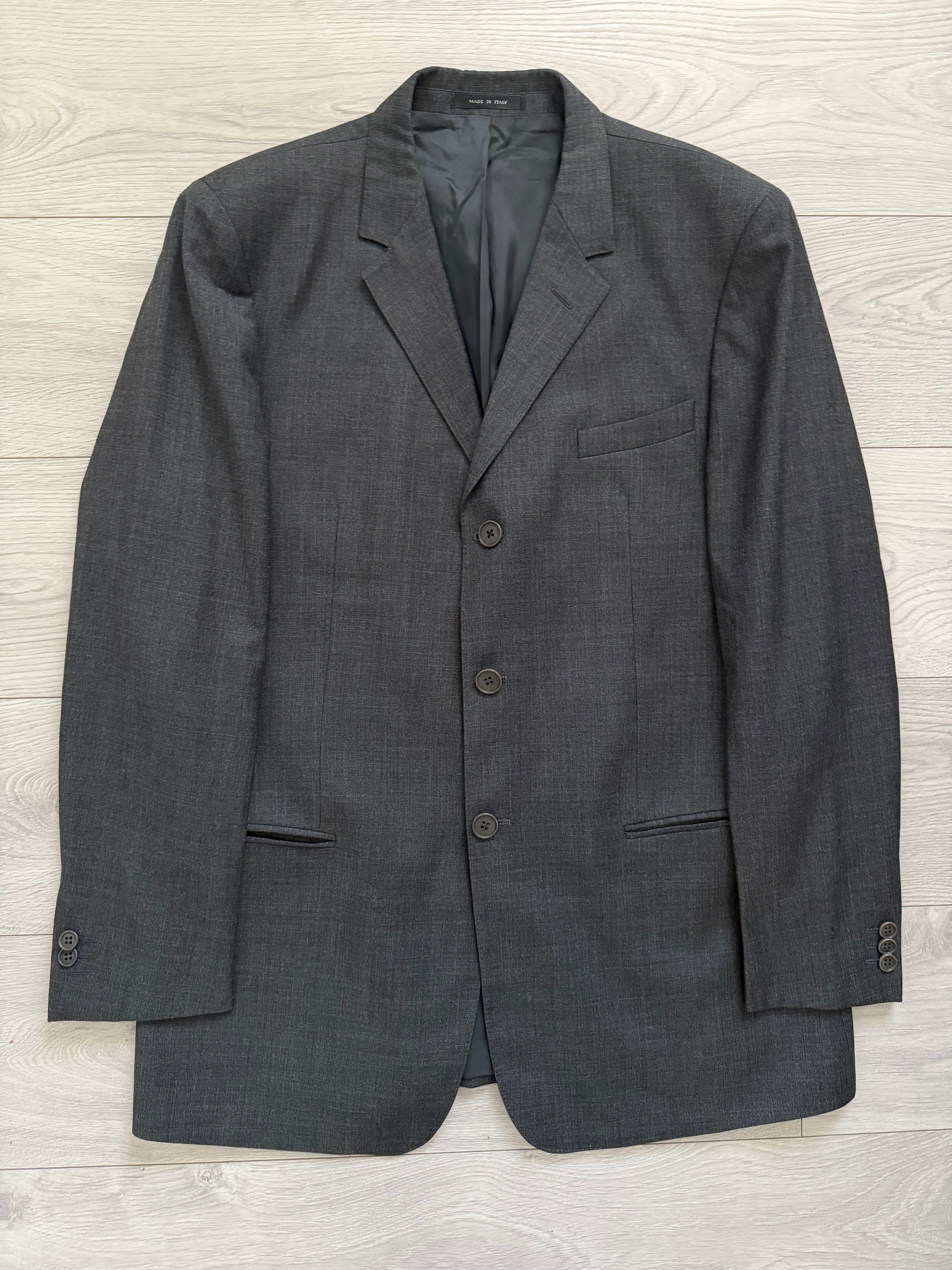 Emporio Armani 1990s 3B Grey Wool Suit - Size XL Jacket / 36" Waist