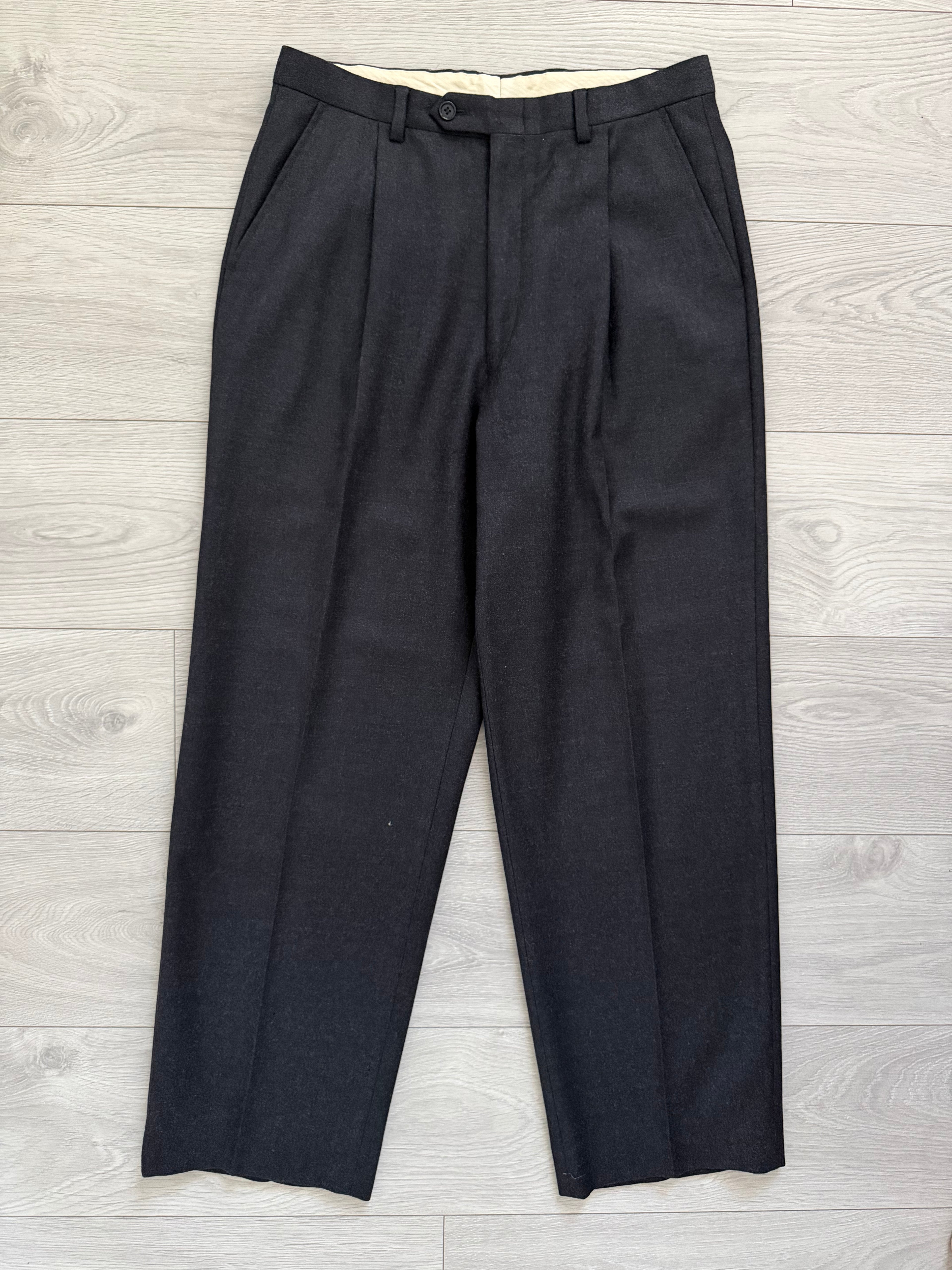 Giorgio Armani Mainline 1980s 2B Double Pleat Wool Charcoal Grey Suit - Size S Jacket / 30" Waist
