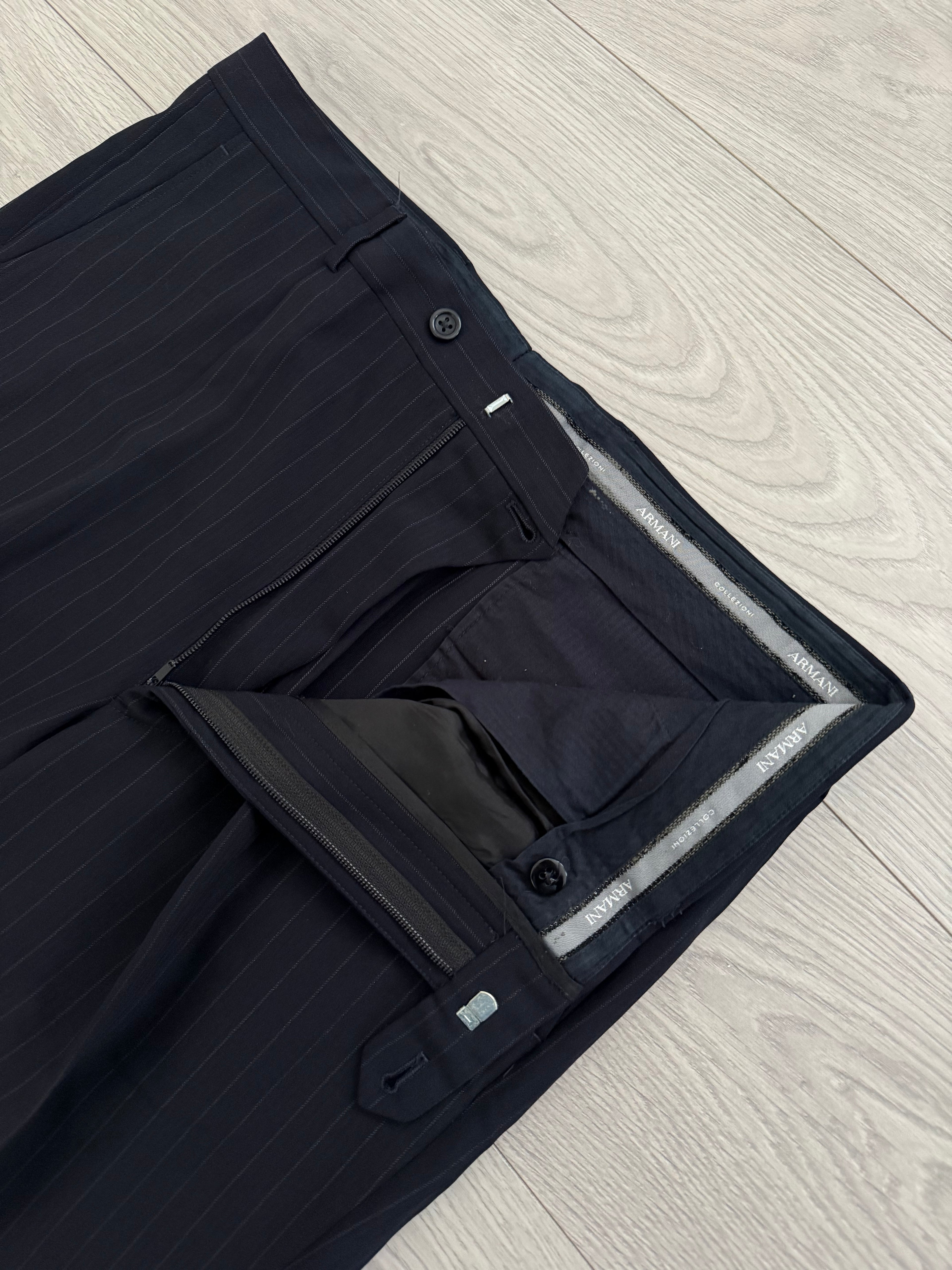 Armani 1990s Striped Wool Pleated Suit - Size XL Jacket / 36" Waist