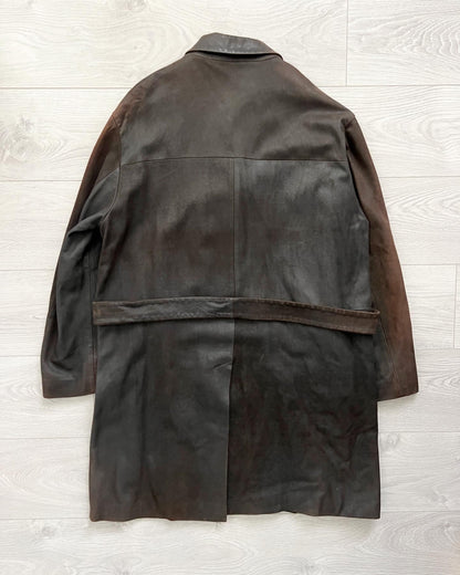 Jil Sander by Raf Simons 2000s Belted Leather Coat - Size L