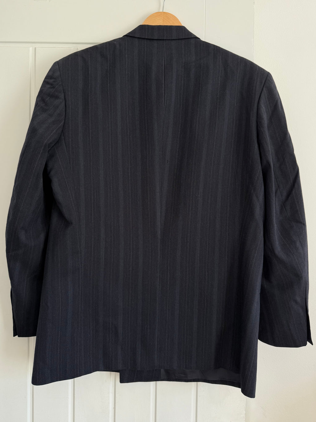Hugo Boss 1980s Peaked Lapel Double Breasted Wool Jacket Navy Blue - Size L