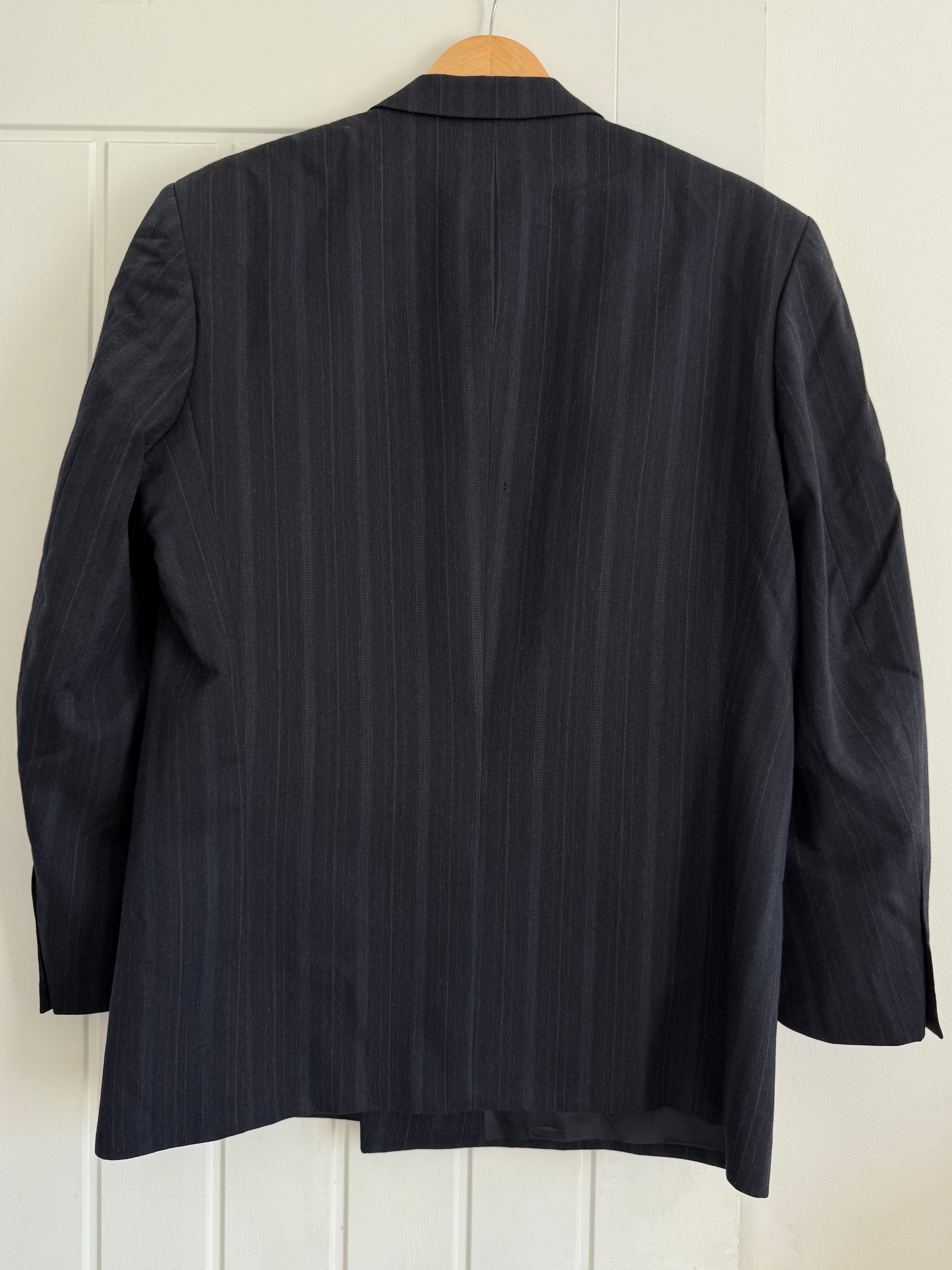 Hugo Boss 1980s Peaked Lapel Double Breasted Wool Jacket Navy Blue - Size L