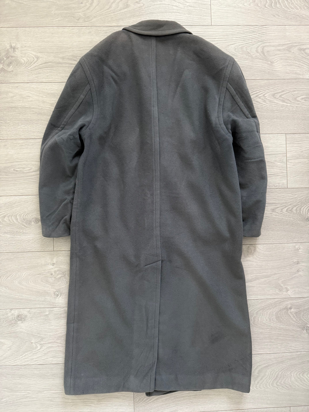 Hugo Boss 1980s 'Yamaha' Peaked Lapel Double-Breasted Wool Coat Grey - Size M