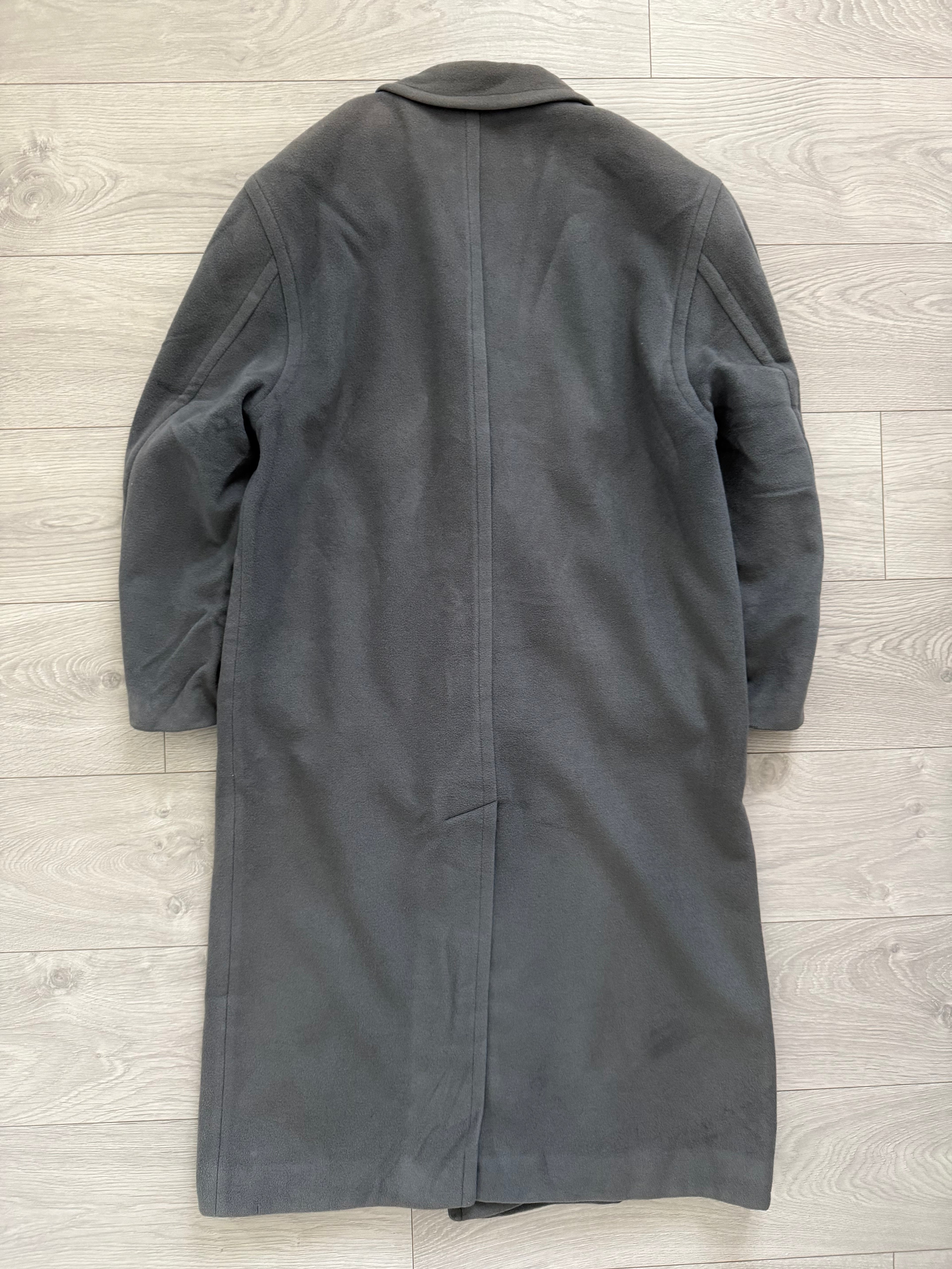 Hugo Boss 1980s 'Yamaha' Peaked Lapel Double-Breasted Wool Coat Grey - Size M