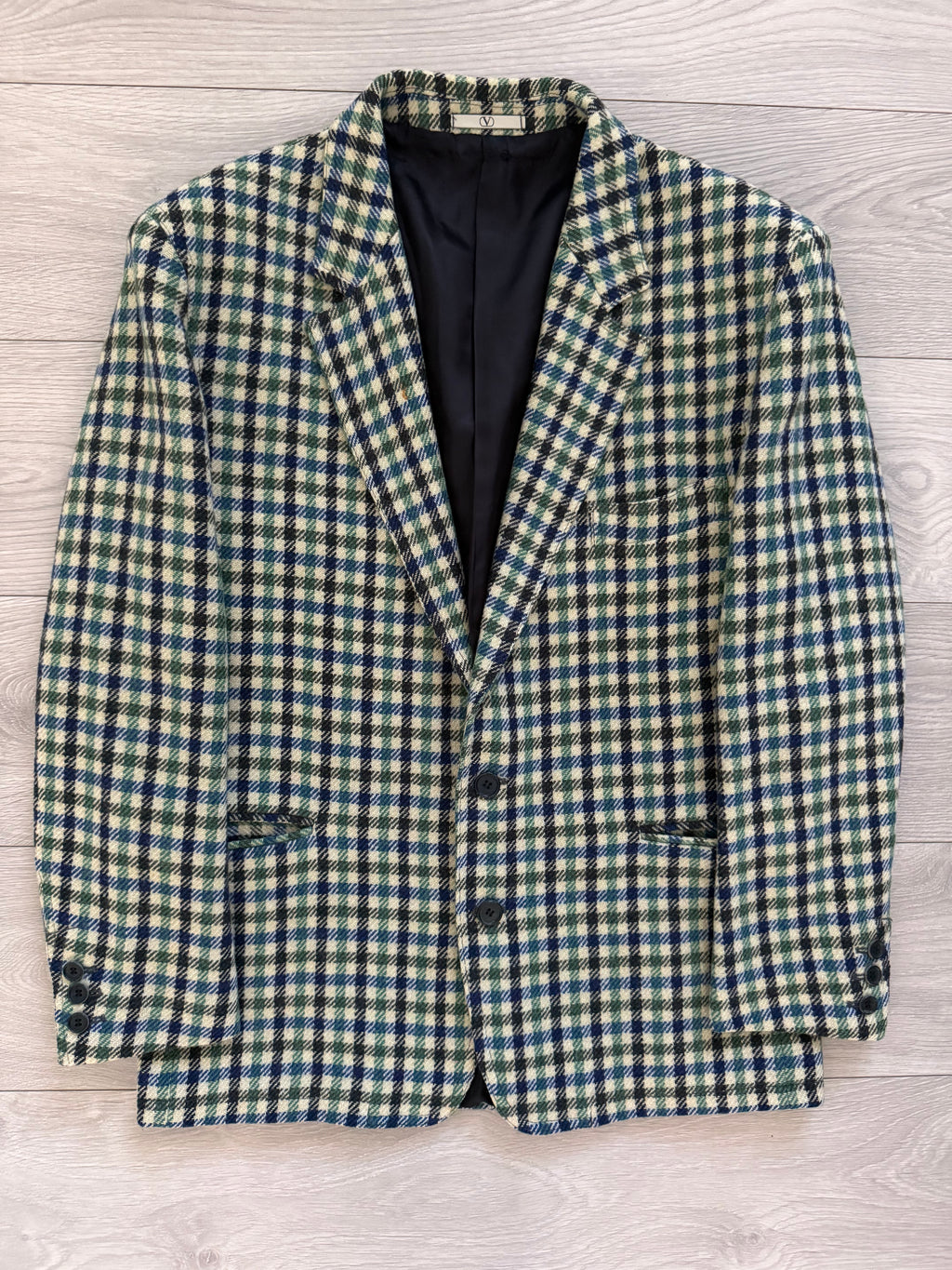 Valentino 1980s Gun Club Check Wool Sports Blazer Jacket - Size L