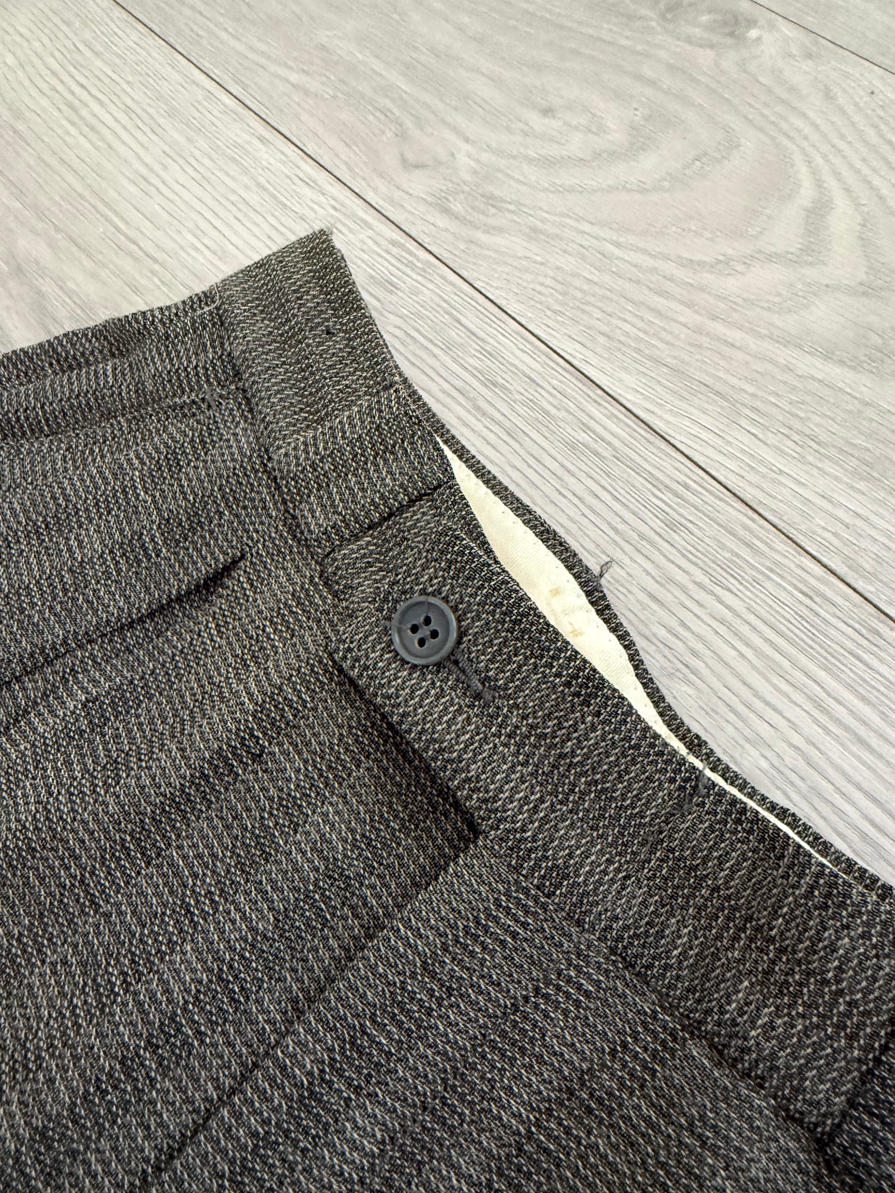 Emporio Armani 1980s Peaked Lapel Double Breasted Textured Wool Pleated Suit - Size S Jacket / 28" Waist