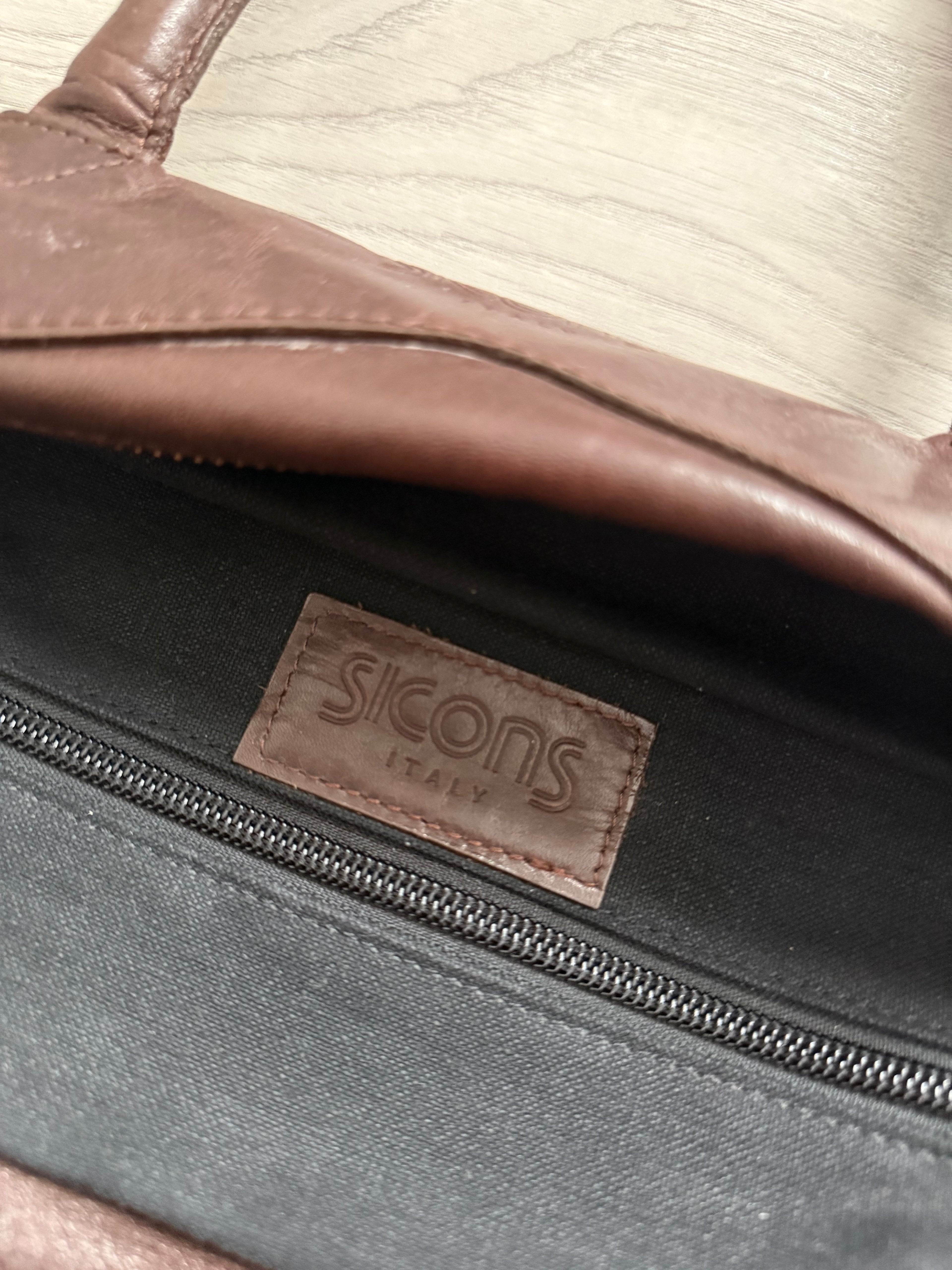 Sicons Armani 1980s Brown Leather Top Handle Shoulder Bag