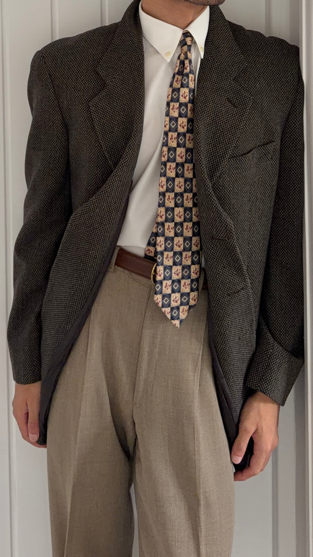 Giorgio Armani 1980s 3B Textured Wool Sport Jacket Blazer  - Size XL