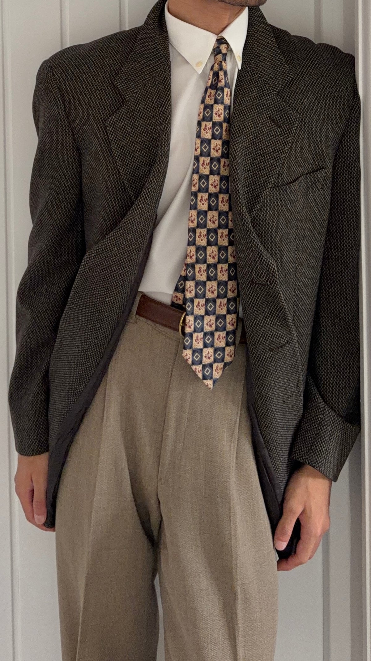 Giorgio Armani 1980s 3B Textured Wool Sport Jacket Blazer  - Size XL