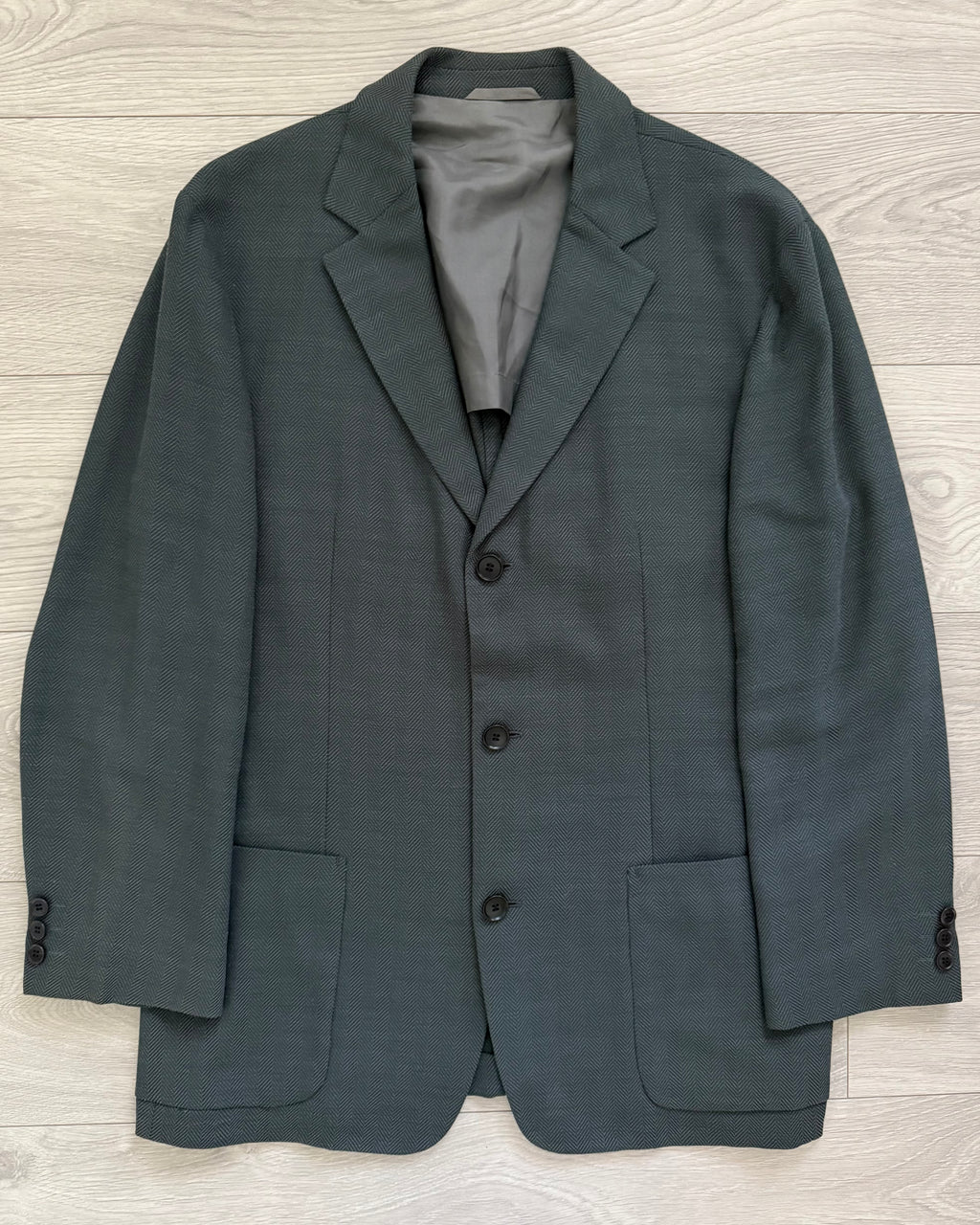 Hugo Boss 1990s Unstructured Herringbone Wool 'Gamma' Jacket - Size XL