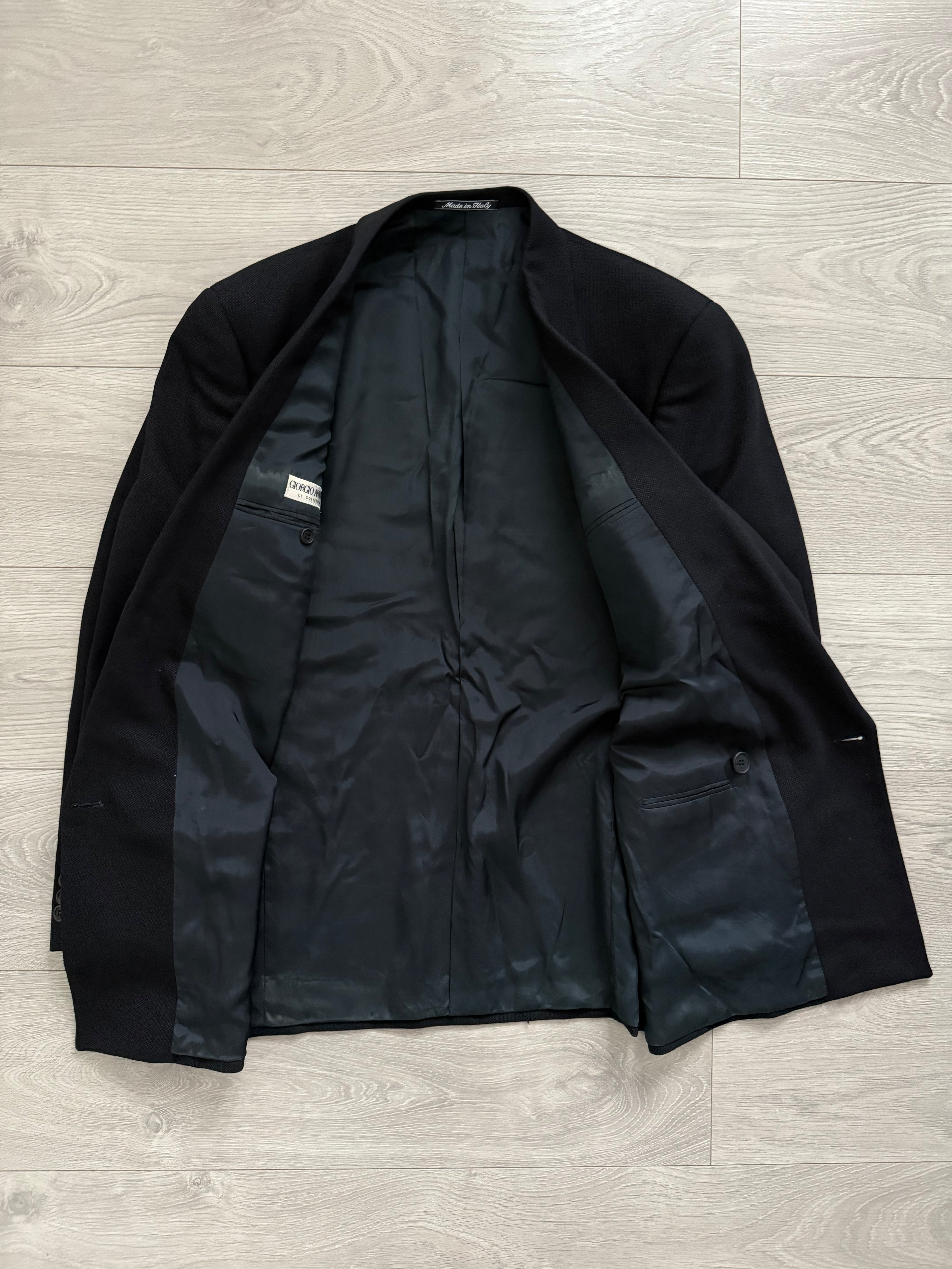 Giorgio Armani 1980s Double Breasted Pleated Wool Suit Navy New - Size L Jacket / 32" Waist