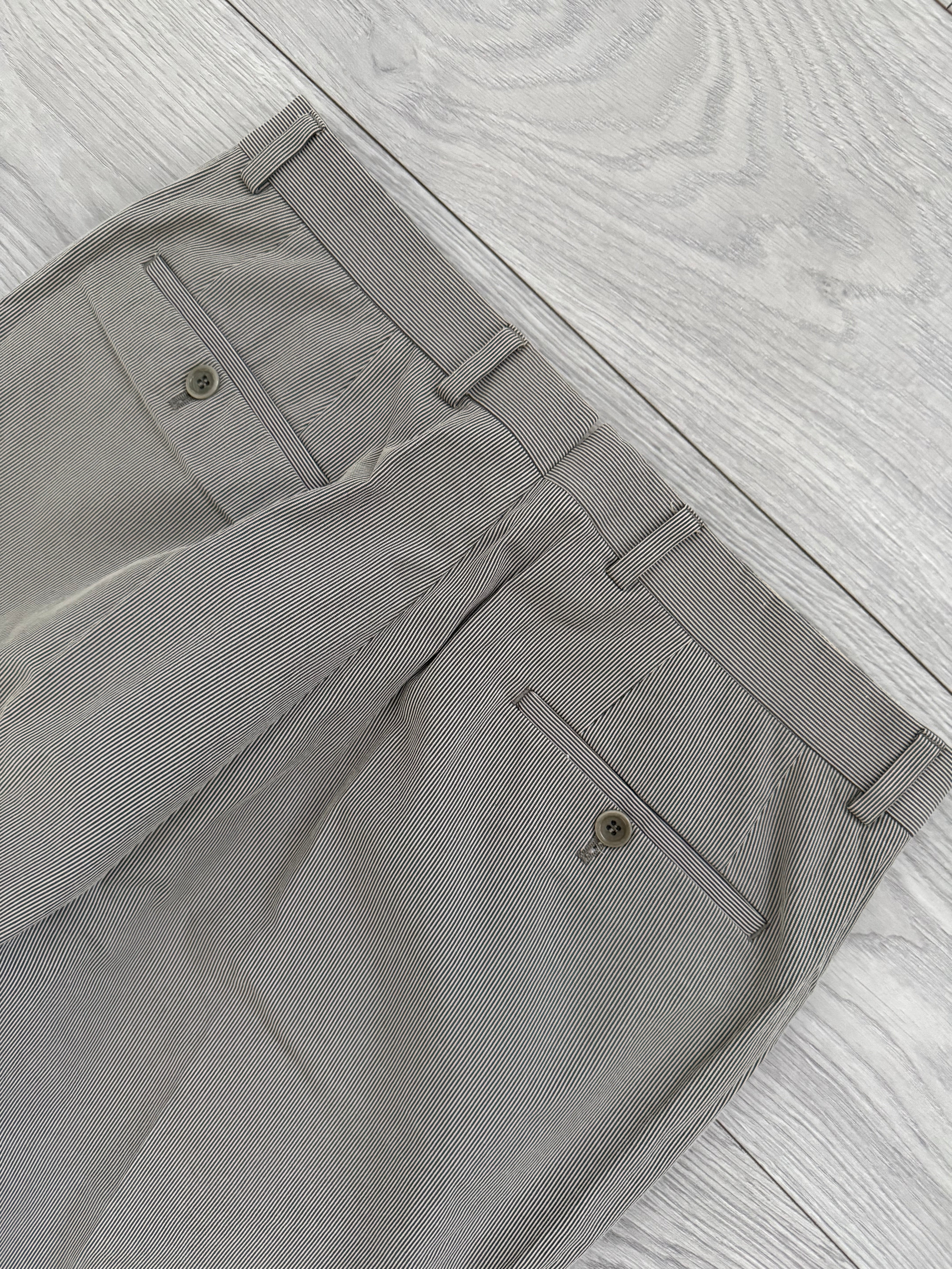 Armani 2000s Pleated Cotton Blend Striped Pants - Size 31