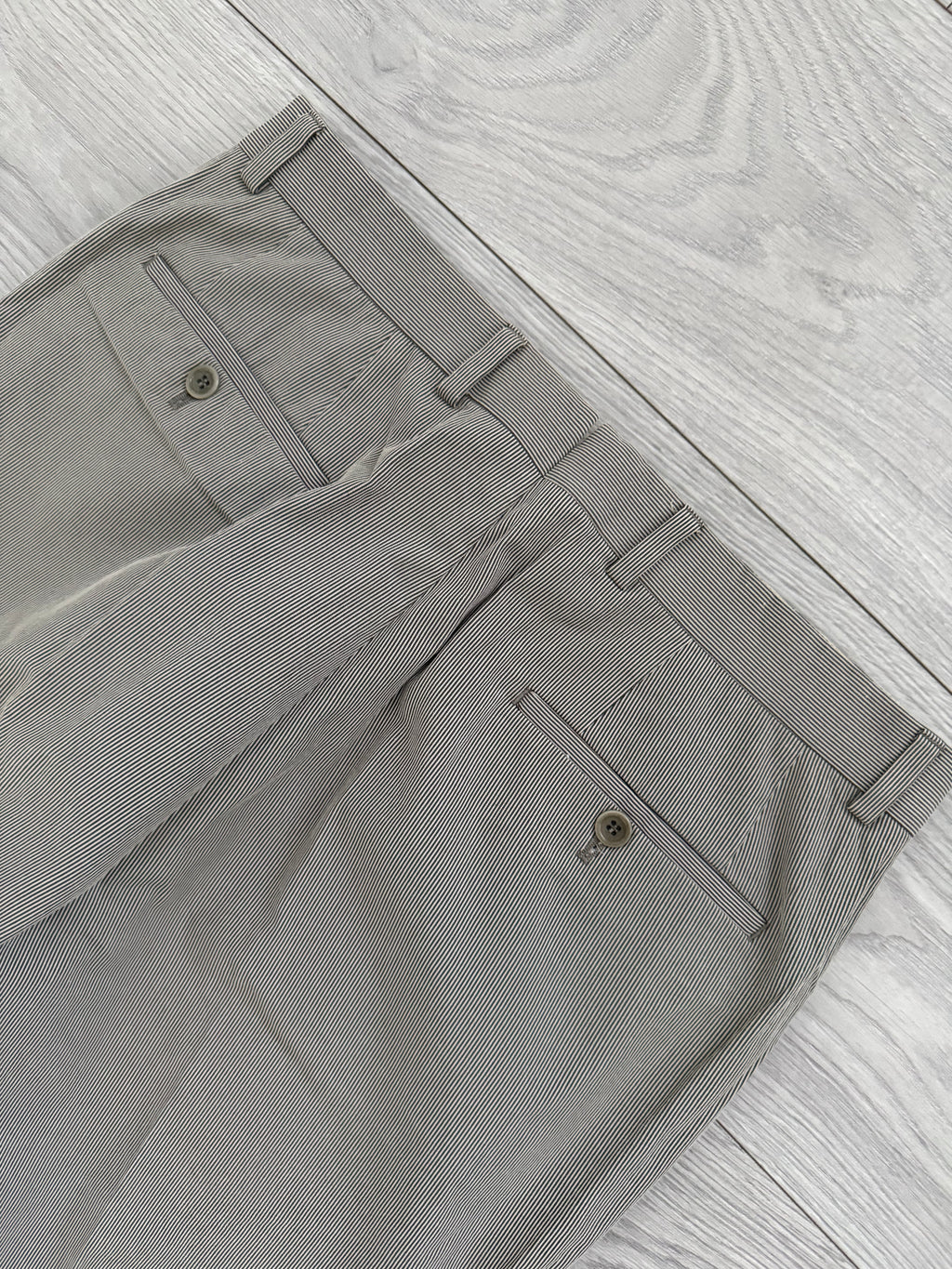 Armani 2000s Pleated Cotton Blend Striped Pants - Size 31" Waist