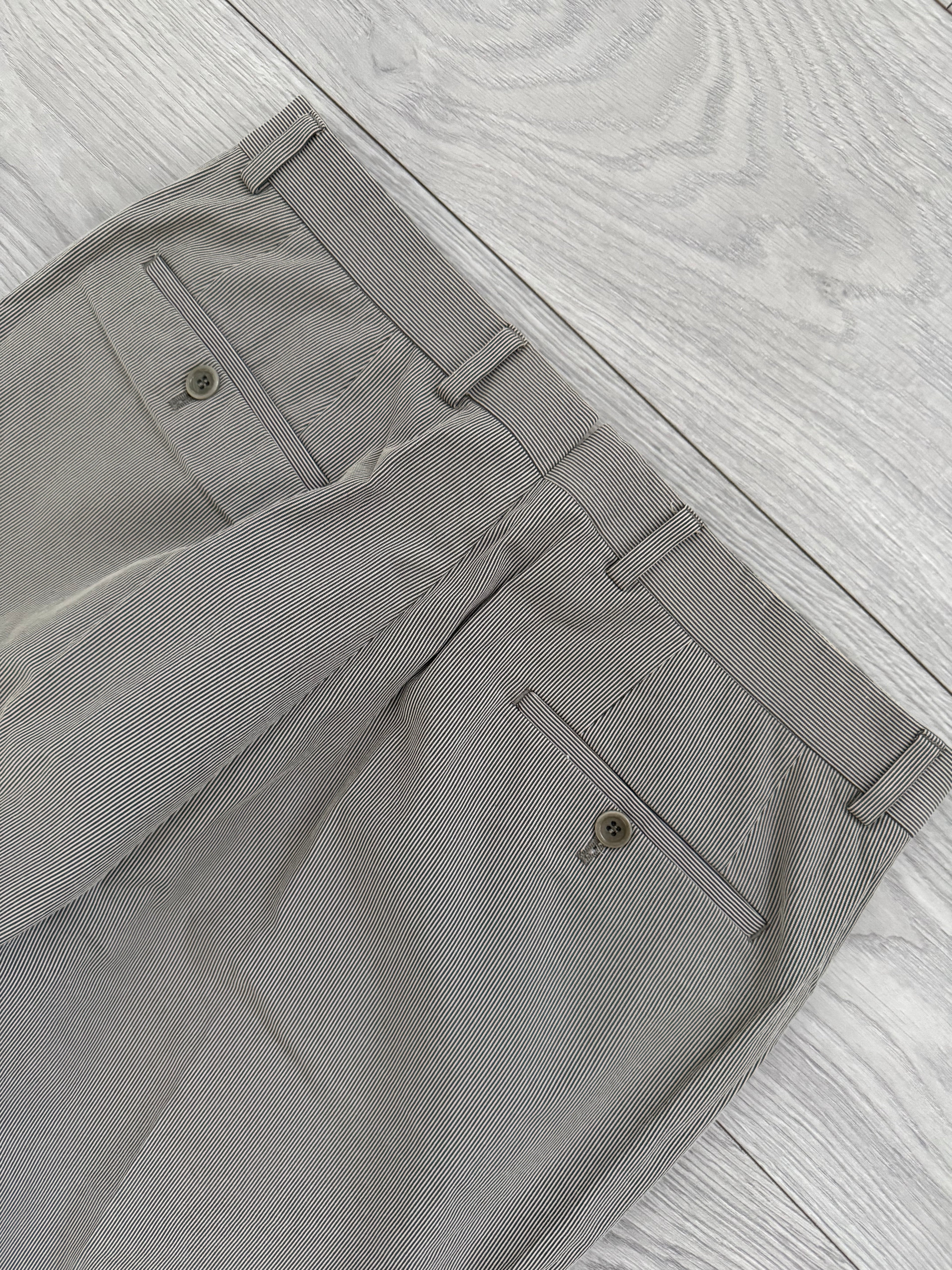 Armani 2000s Pleated Cotton Blend Striped Pants - Size 31" Waist