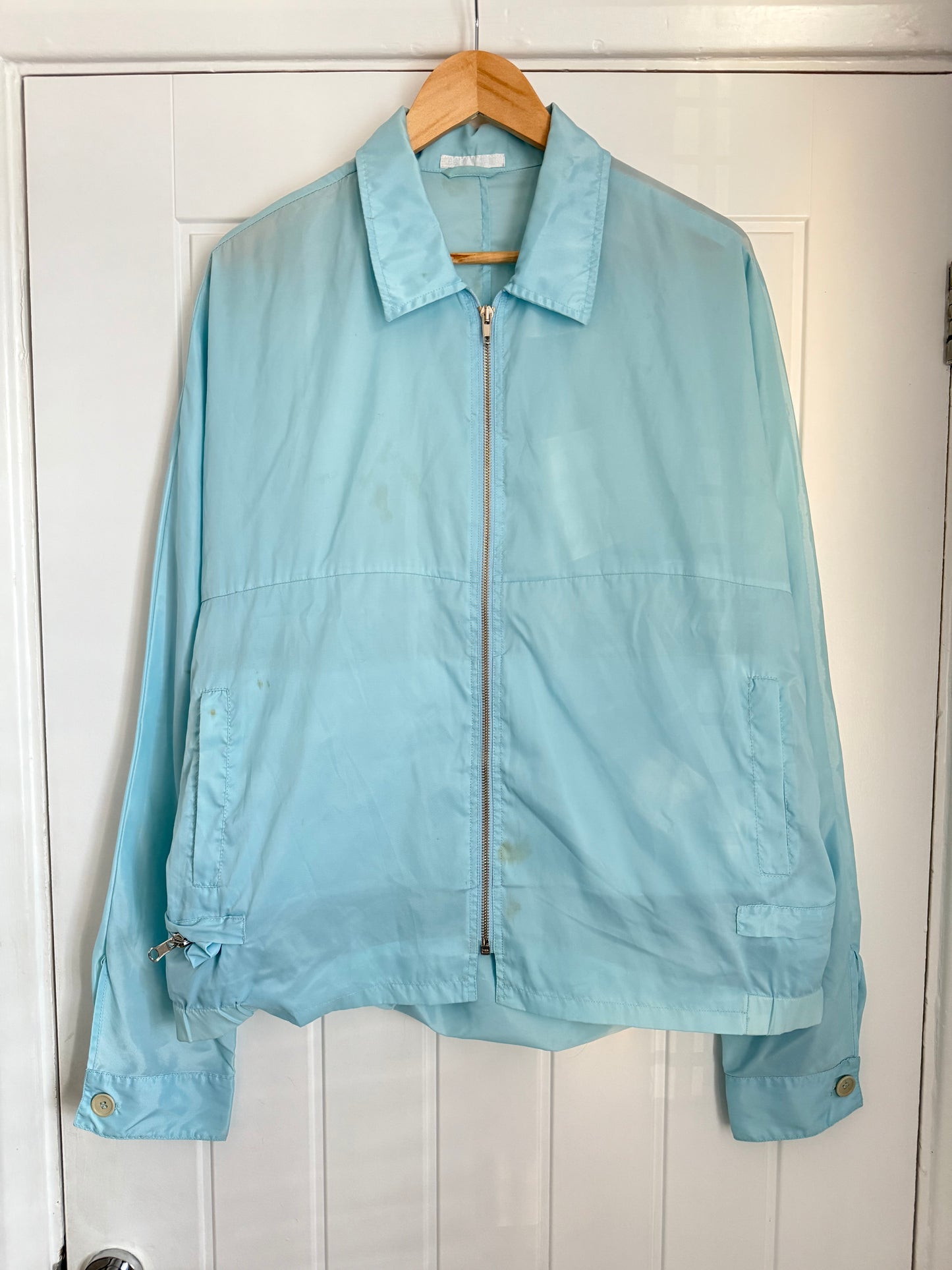 Helmut Lang SS1998 Silk Nylon Blue Cummerbund Packable Jacket - Size L