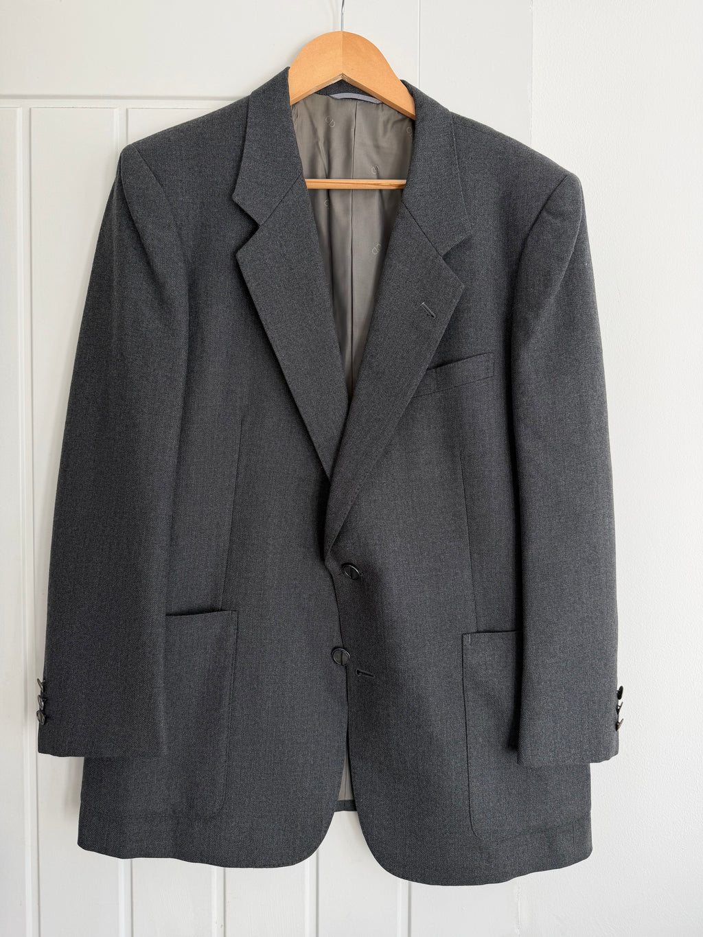 Dior 1980s 2B Metal Button Grey Wool Sport Jacket Blazer  - Size M