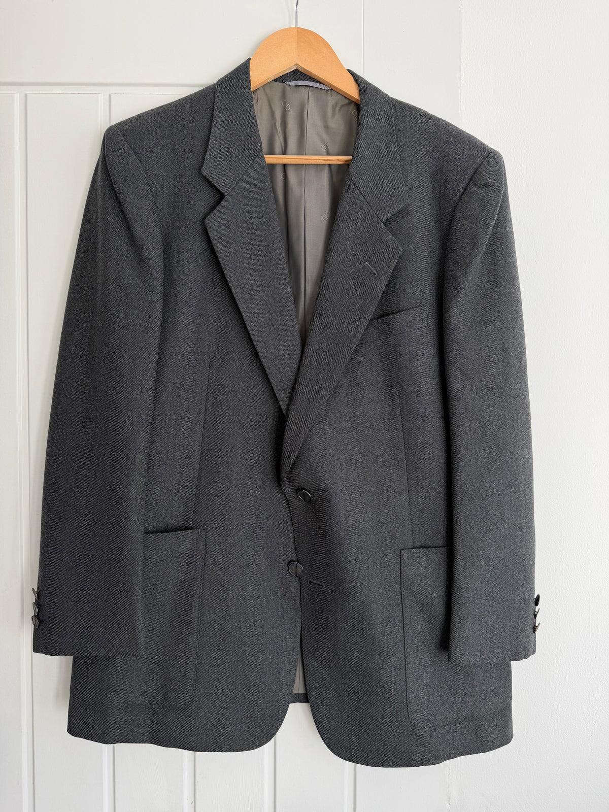 Dior 1980s 2B Metal Button Grey Wool Sport Jacket Blazer  - Size M