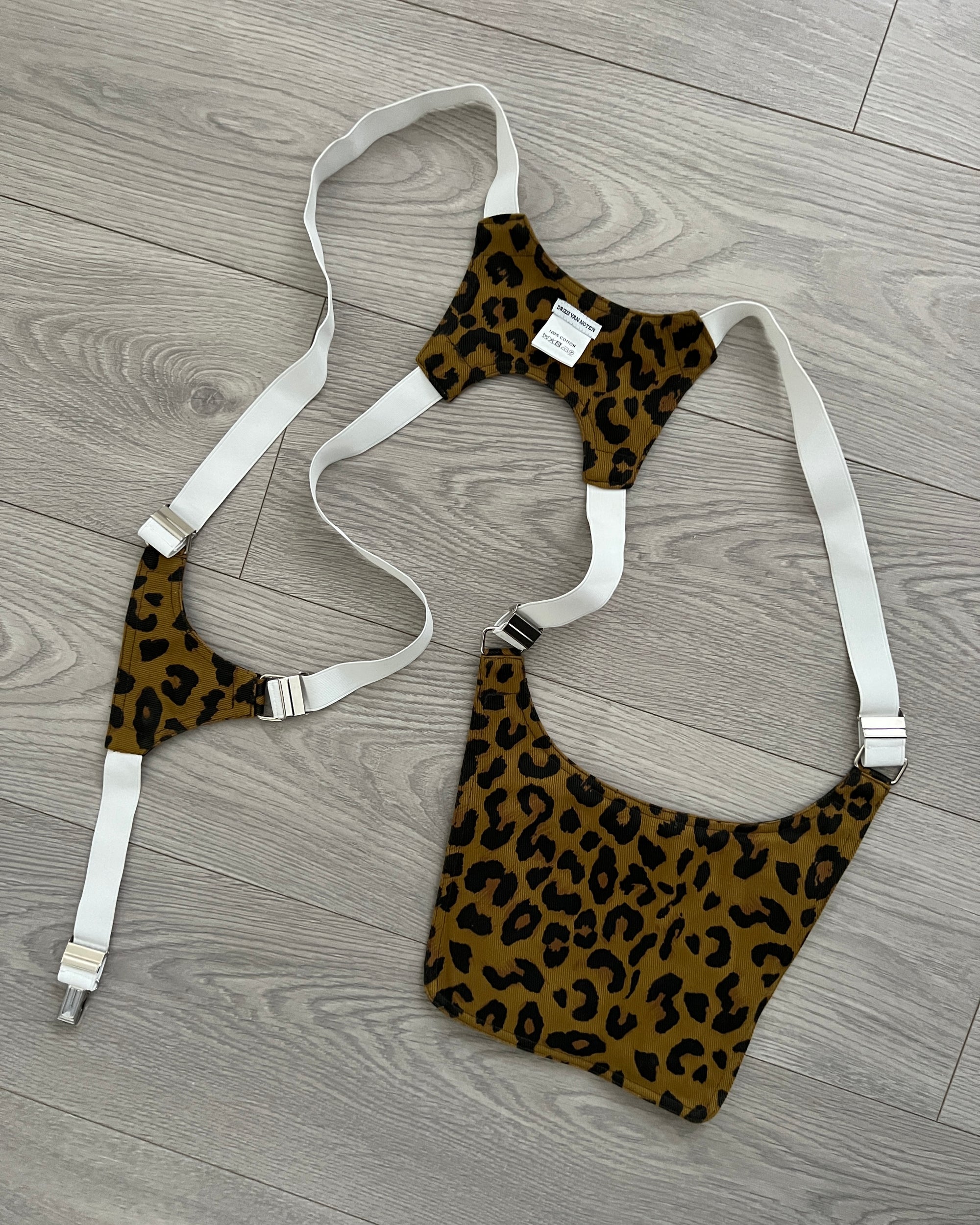 Dries Van Noten SS2016 Cheeta Print Holster Suspenders