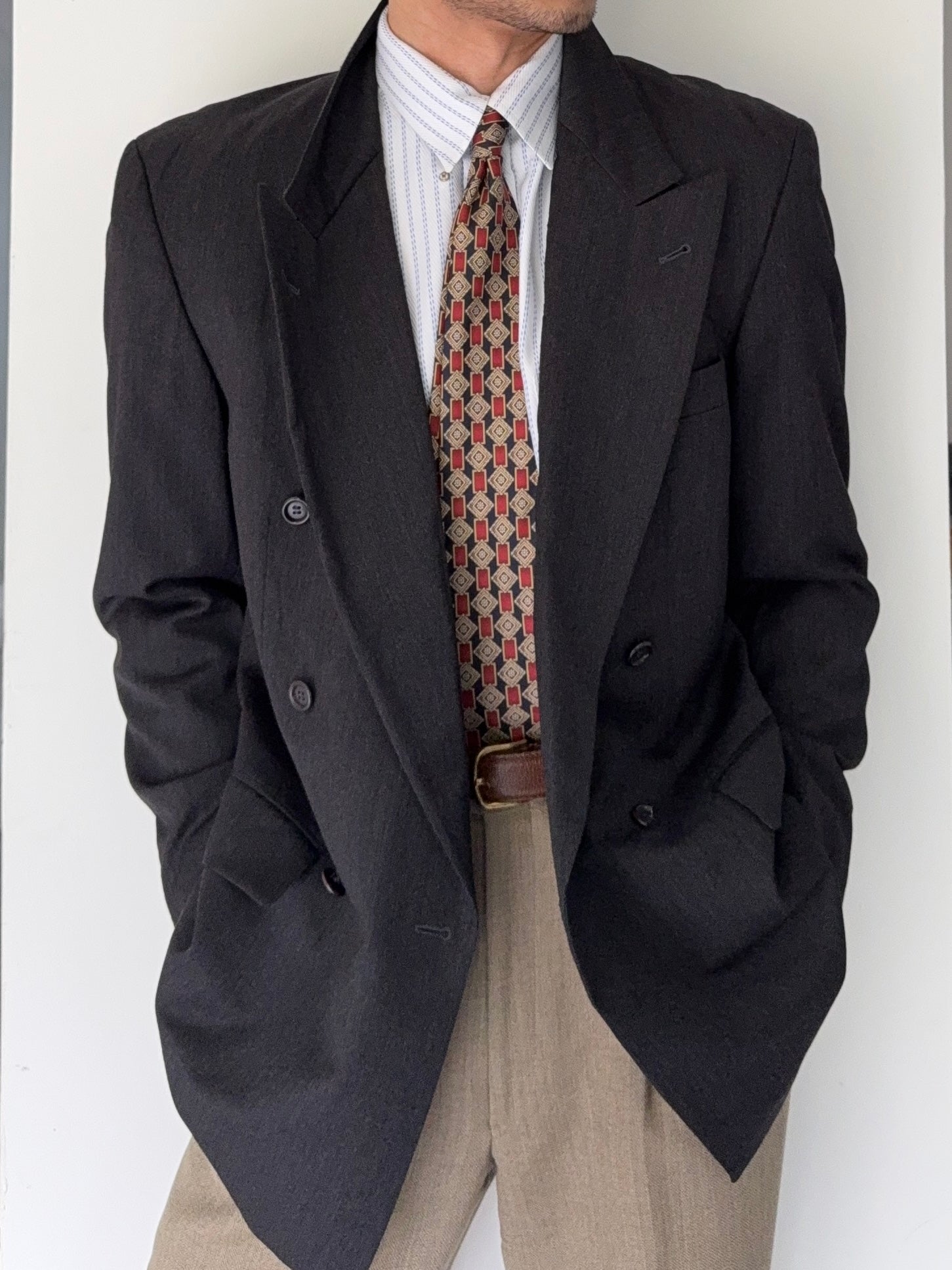 Hugo Boss 1980s 'Al Capone' Double Breasted Peaked Lapel Sports Jacket Blazer - Size S