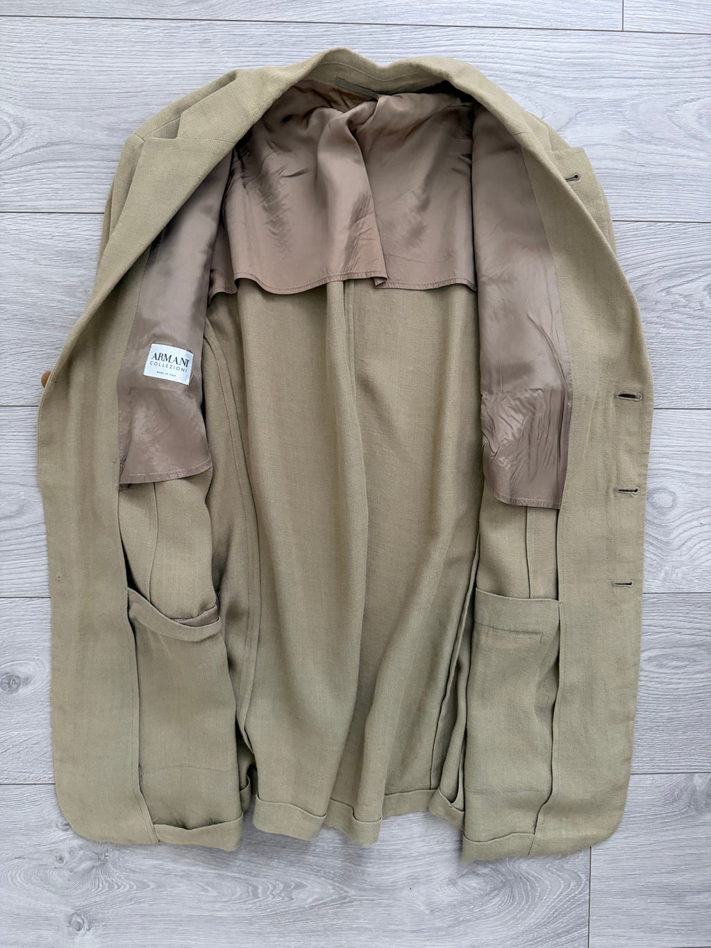 Armani 1990s 3B Linen Blend Unstructured Suit Beige - Size M Jacket / 32" Waist