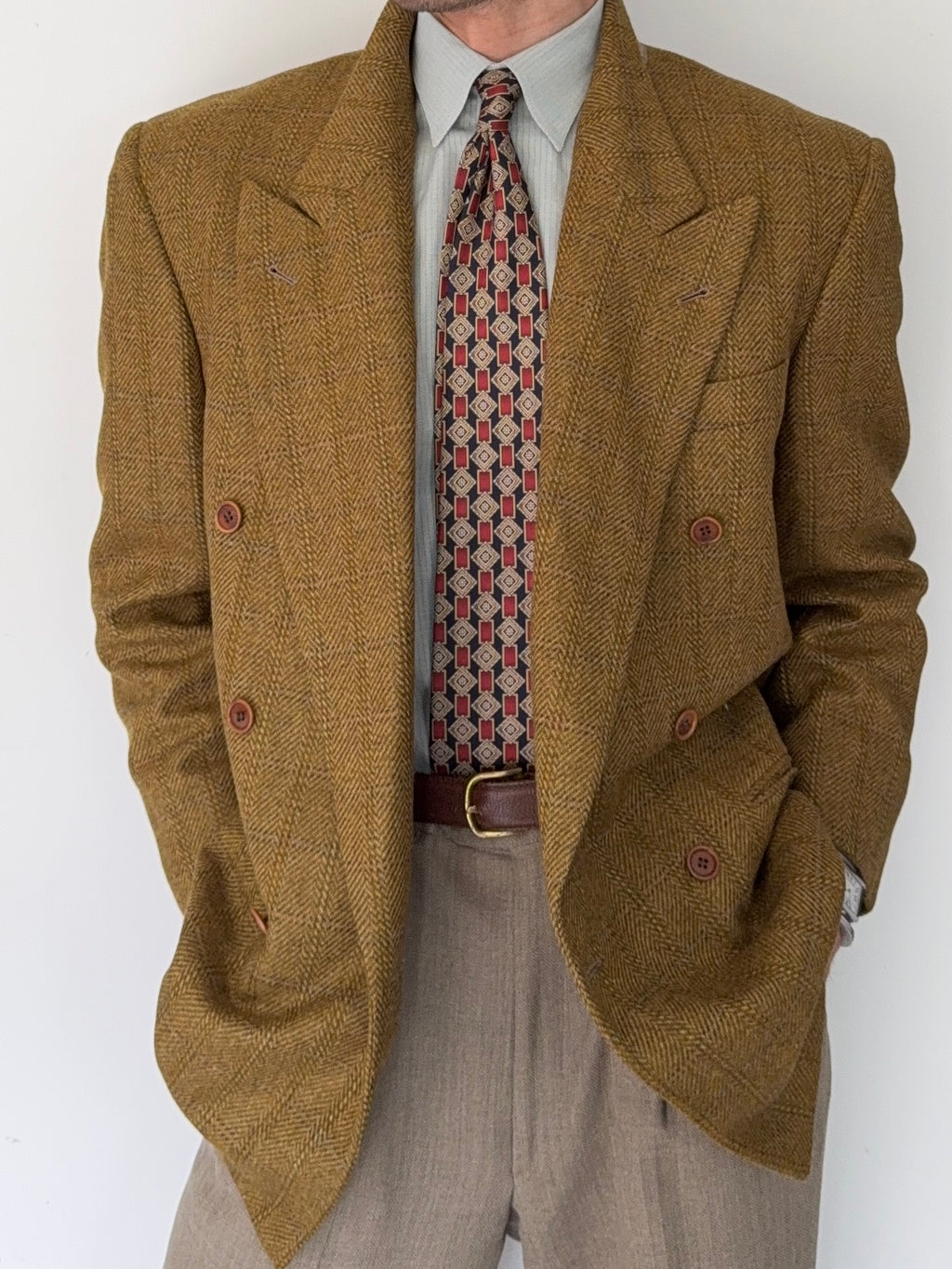 Valentino 1980s Peaked Lapel Double Breasted Wool Jacket  - Size M
