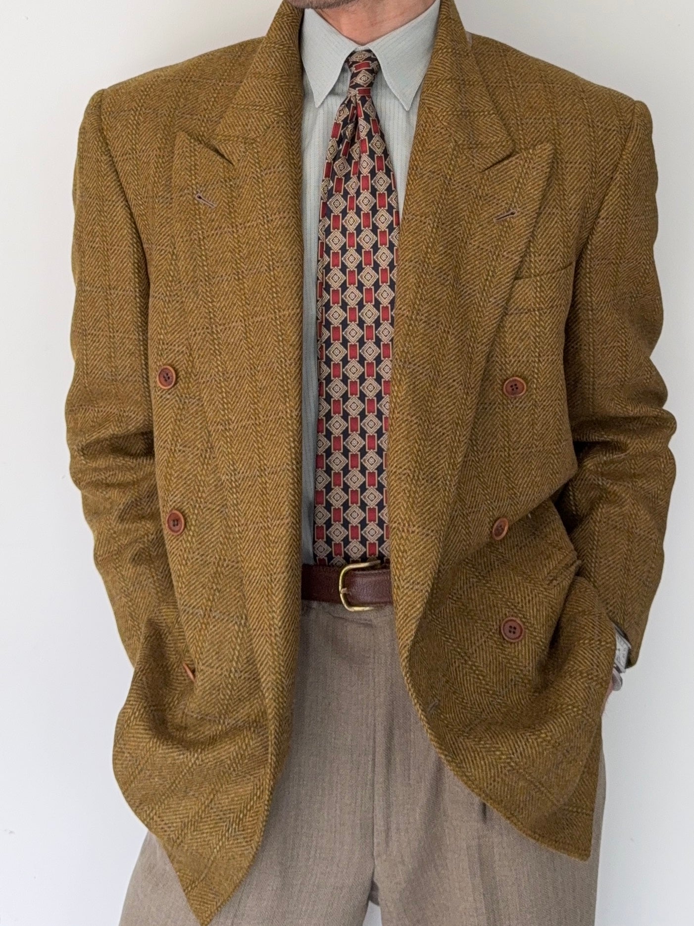 Valentino 1980s Peaked Lapel Double Breasted Wool Jacket  - Size M