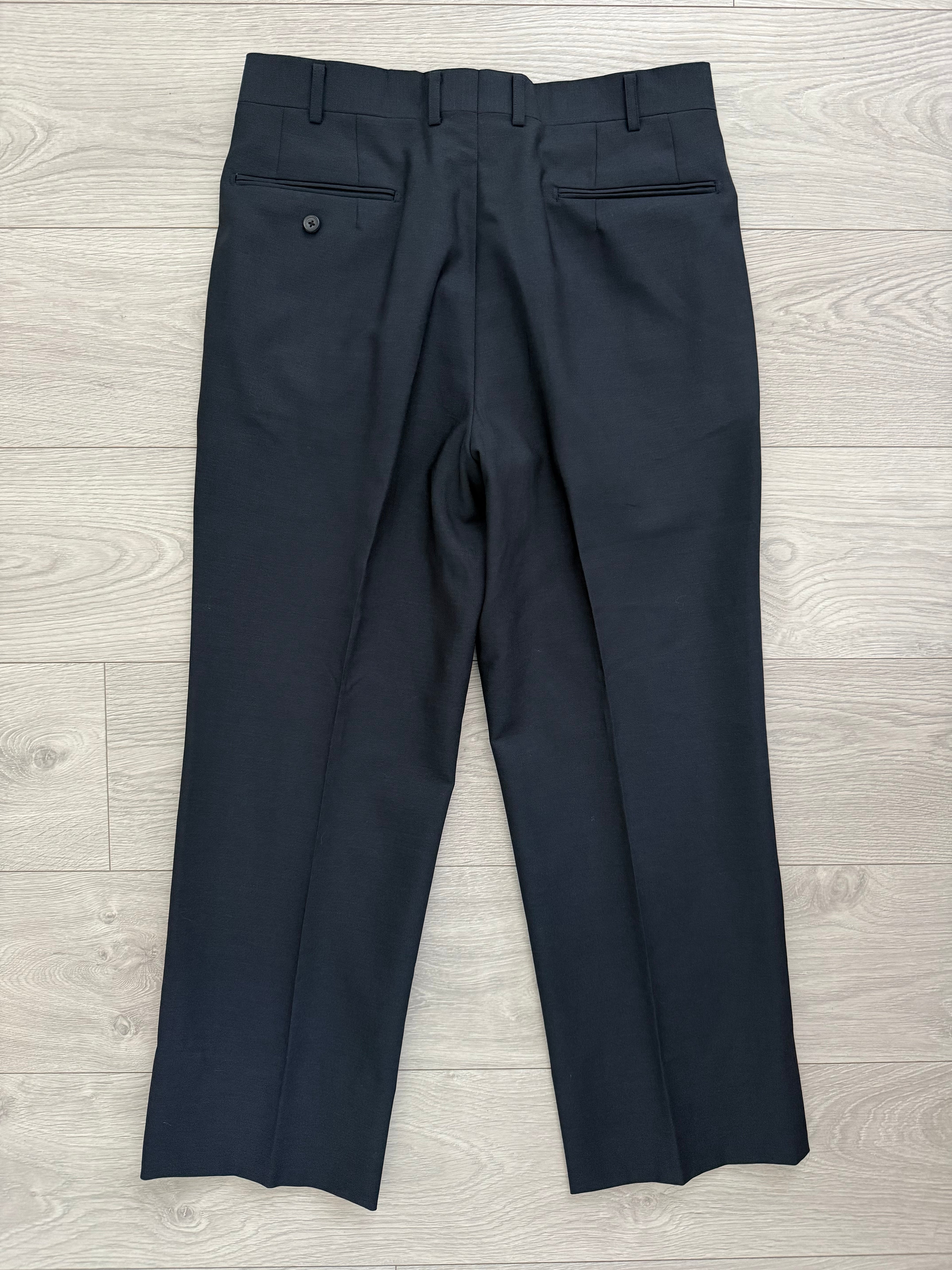 Burberry 1990s 2B Double-Pleat Wool Mohair Navy Suit - Size S Jacket / 32" Waist