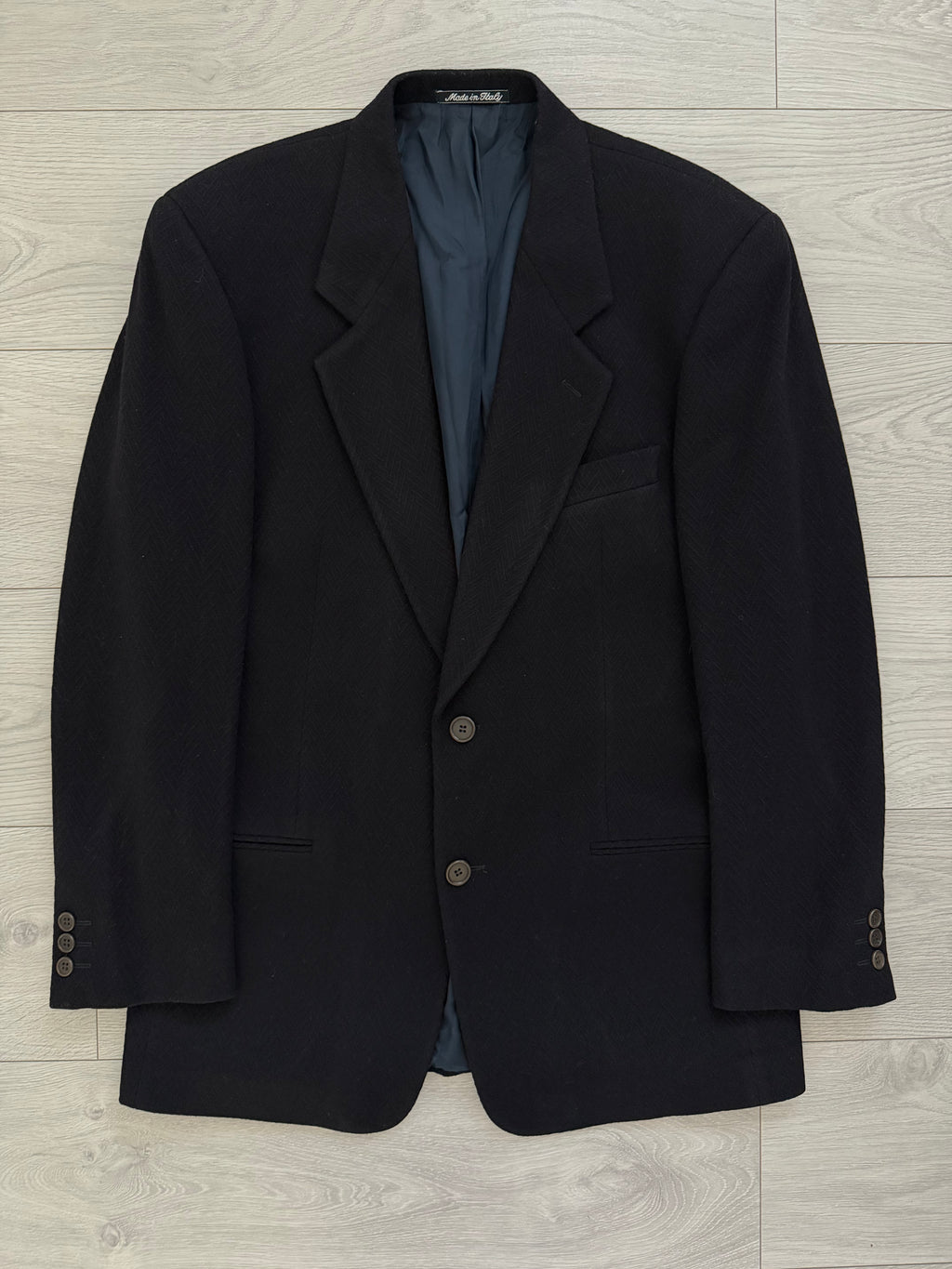 Giorgio Armani 1980s 2B Textured Wool Chevron Weave Sport Jacket Blazer - Size M