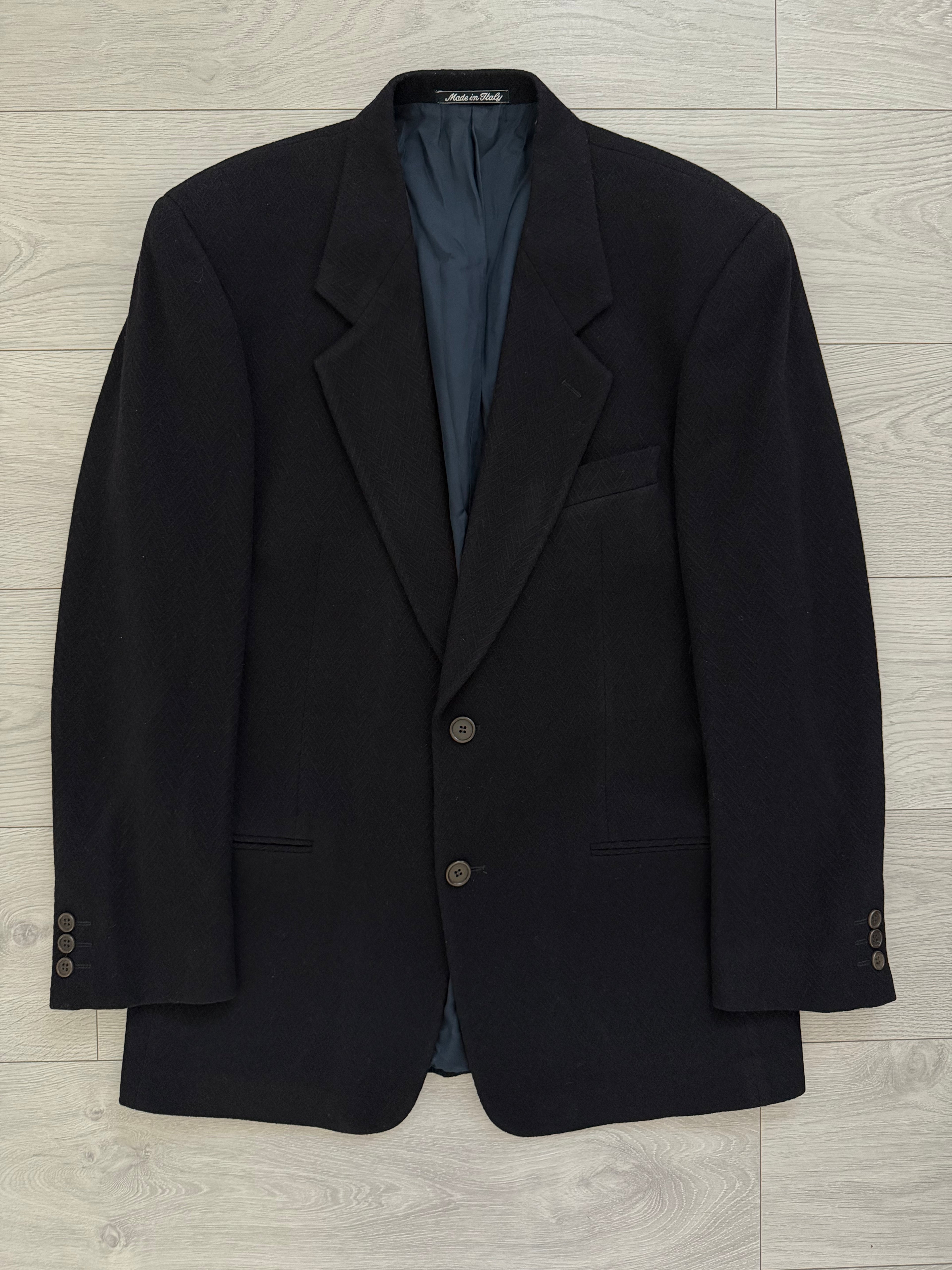 Giorgio Armani 1980s 2B Textured Wool Chevron Weave Sport Jacket Blazer - Size M
