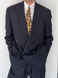 Versace 1980s Shawl Lapel Double Breasted Pleated Wool Striped Suit - Size M Jacket / 30" Waist