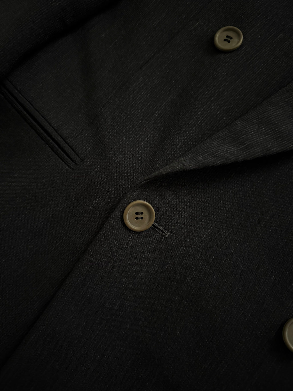 Giorgio Armani 1980s Double Breasted Pleated Wool Suit Espresso Charcoal New - Size L Jacket / 32" Waist