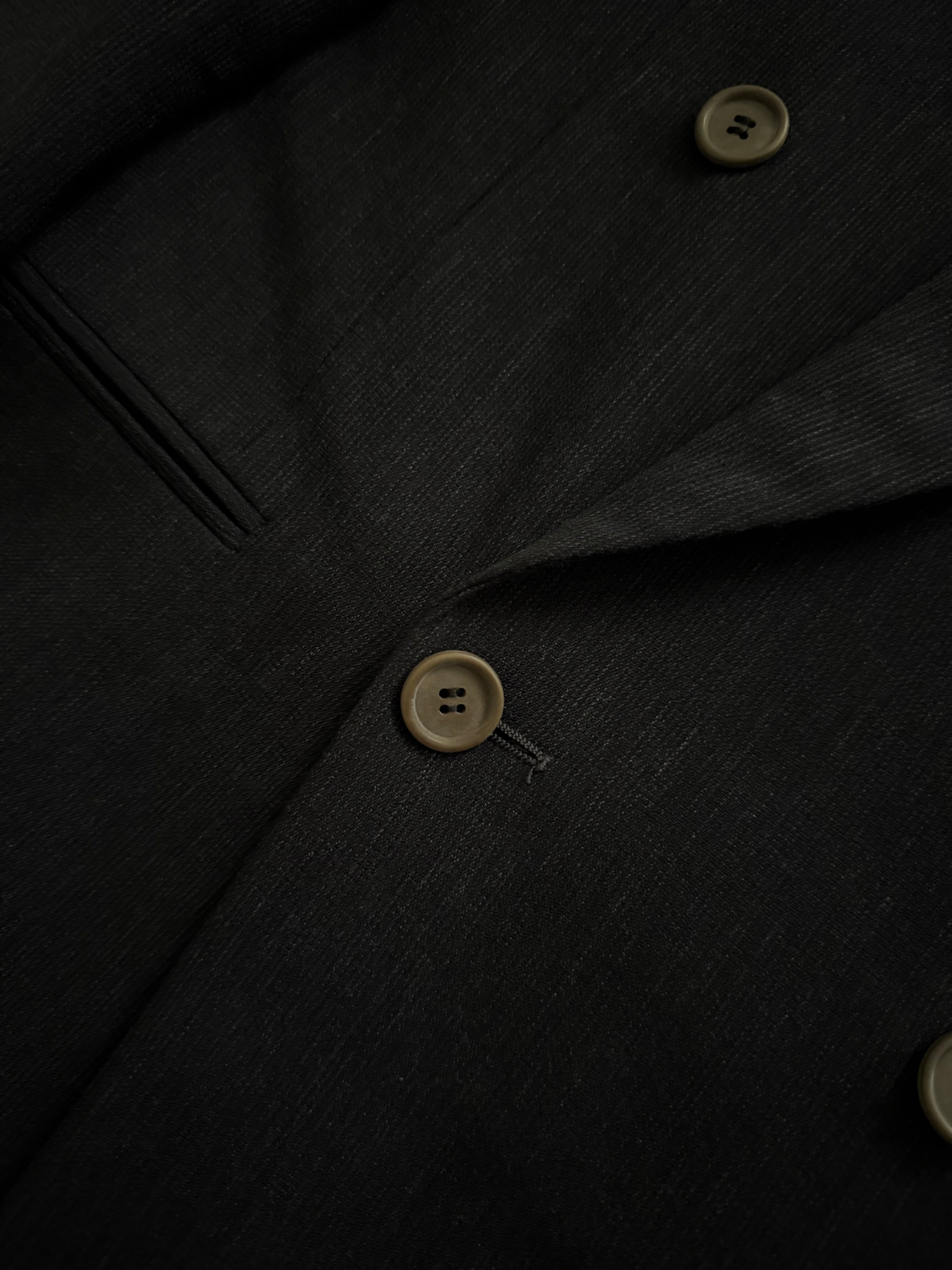 Giorgio Armani 1980s Double Breasted Pleated Wool Suit Espresso Charcoal New - Size L Jacket / 32" Waist