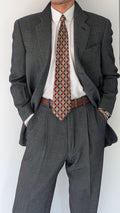 Armani 1990s 3B Textured Pleated Wool Suit  - Size M Jacket / 32" Waist