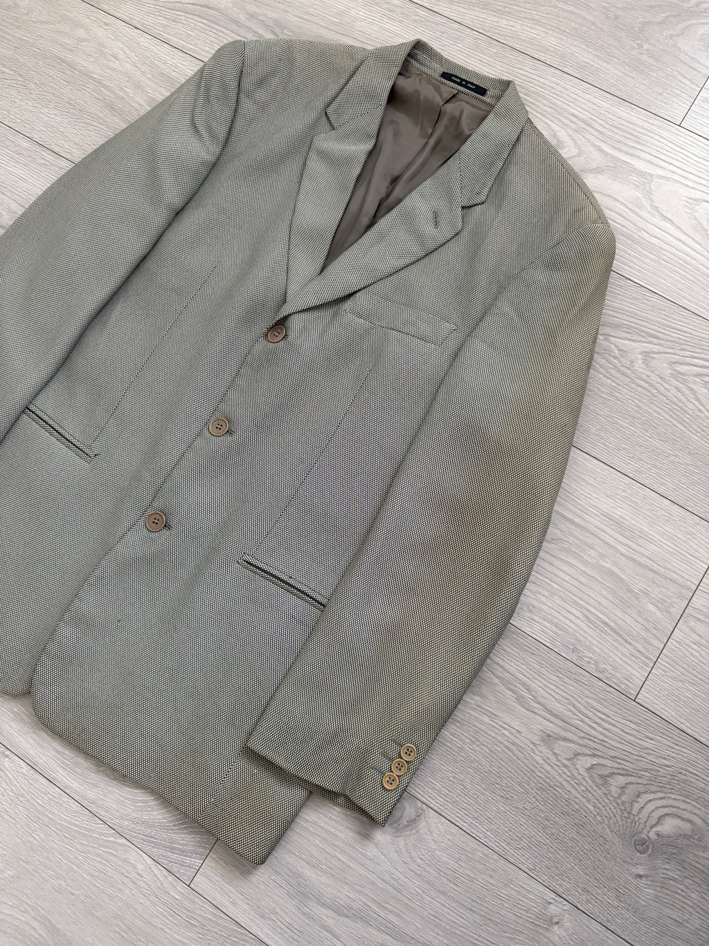 Emporio Armani 1990s 3B Textured Wool Blend Sports Jacket Blazer - Size L