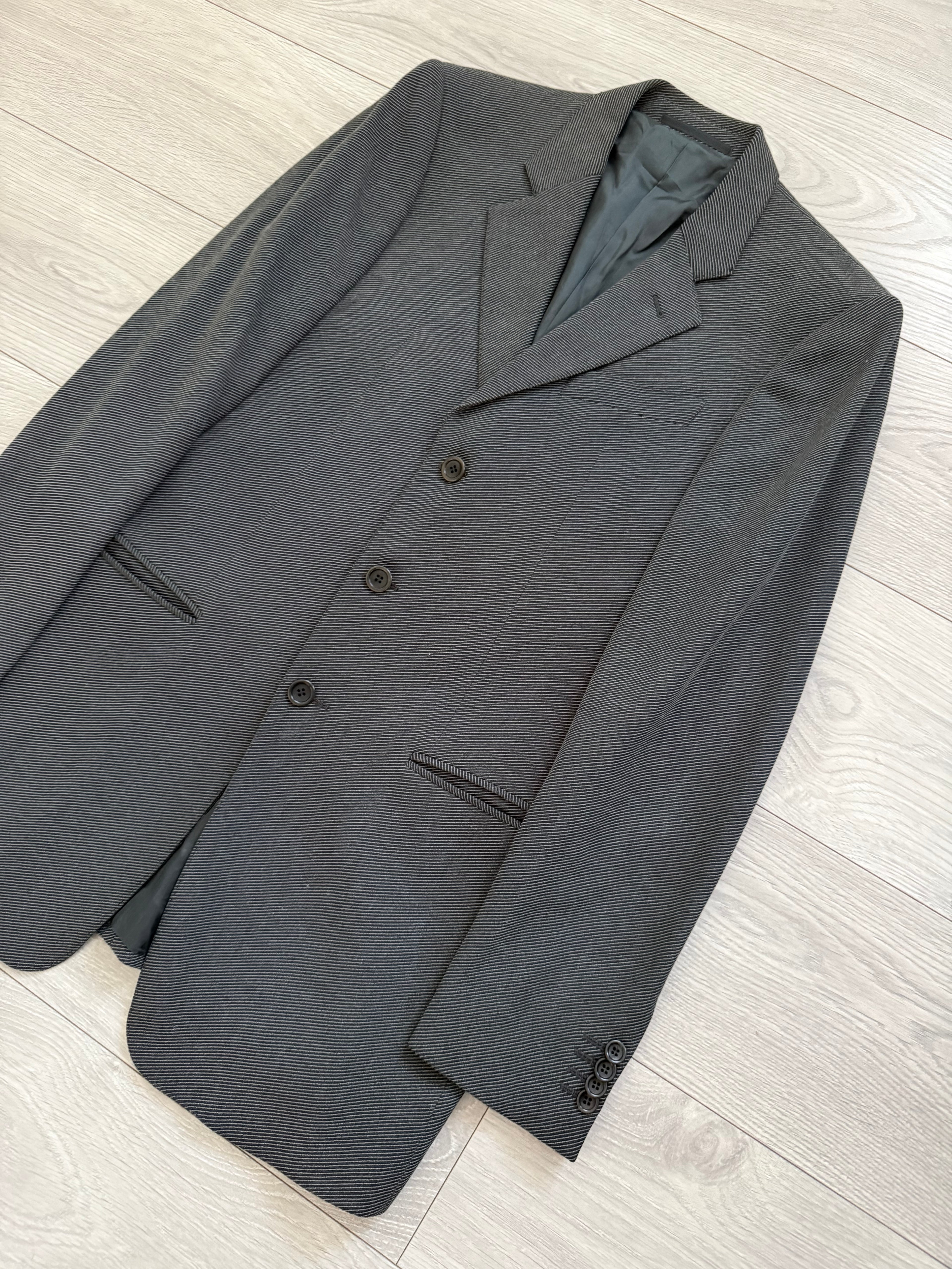 Armani 1990s 3B Twill Wool Cotton Pleated Grey Suit - Size S Jacket / 30" Waist