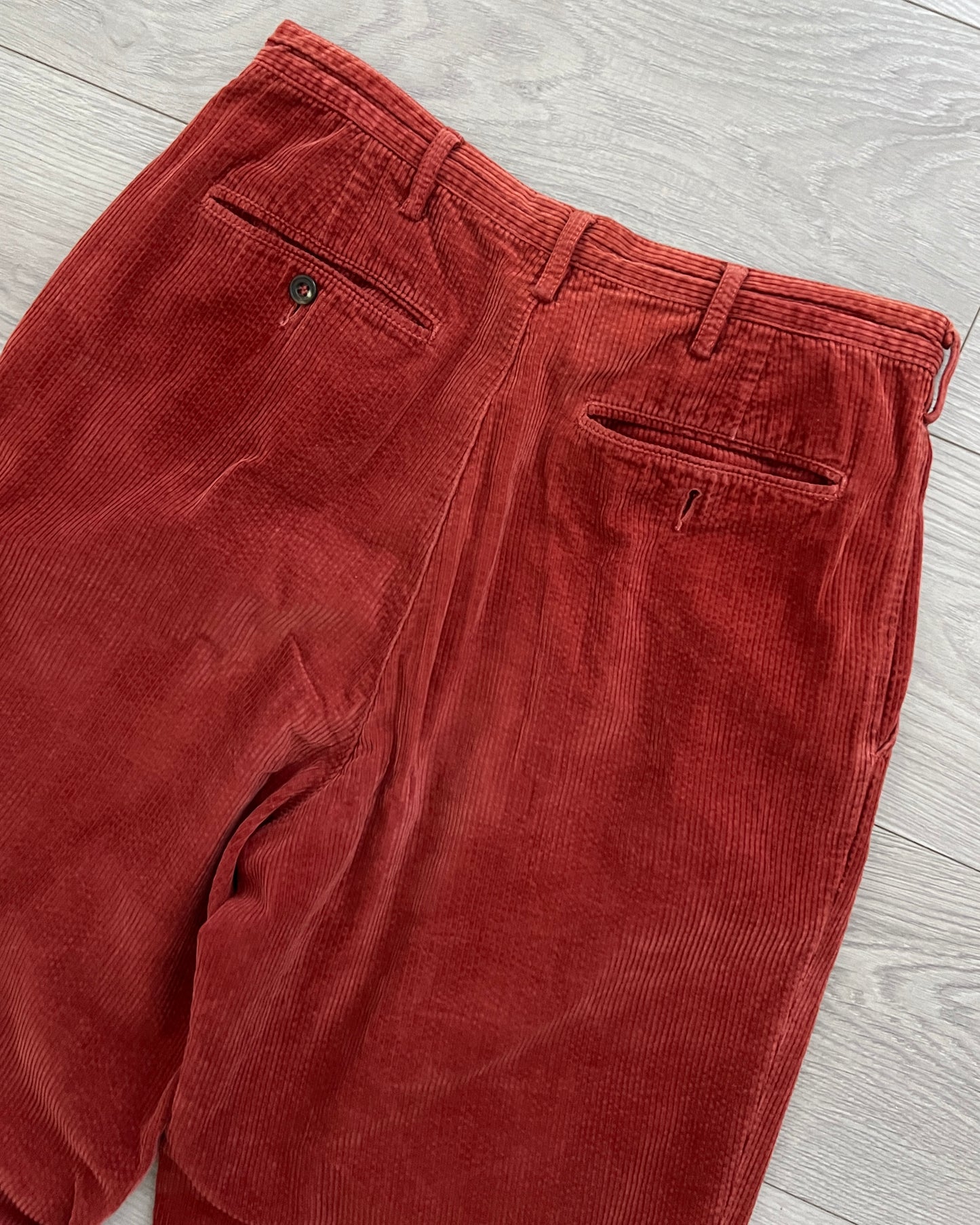 C.P. Company 1980s 'Navy Arctic' Rust Orange Pleated Cord Pants - Size 31