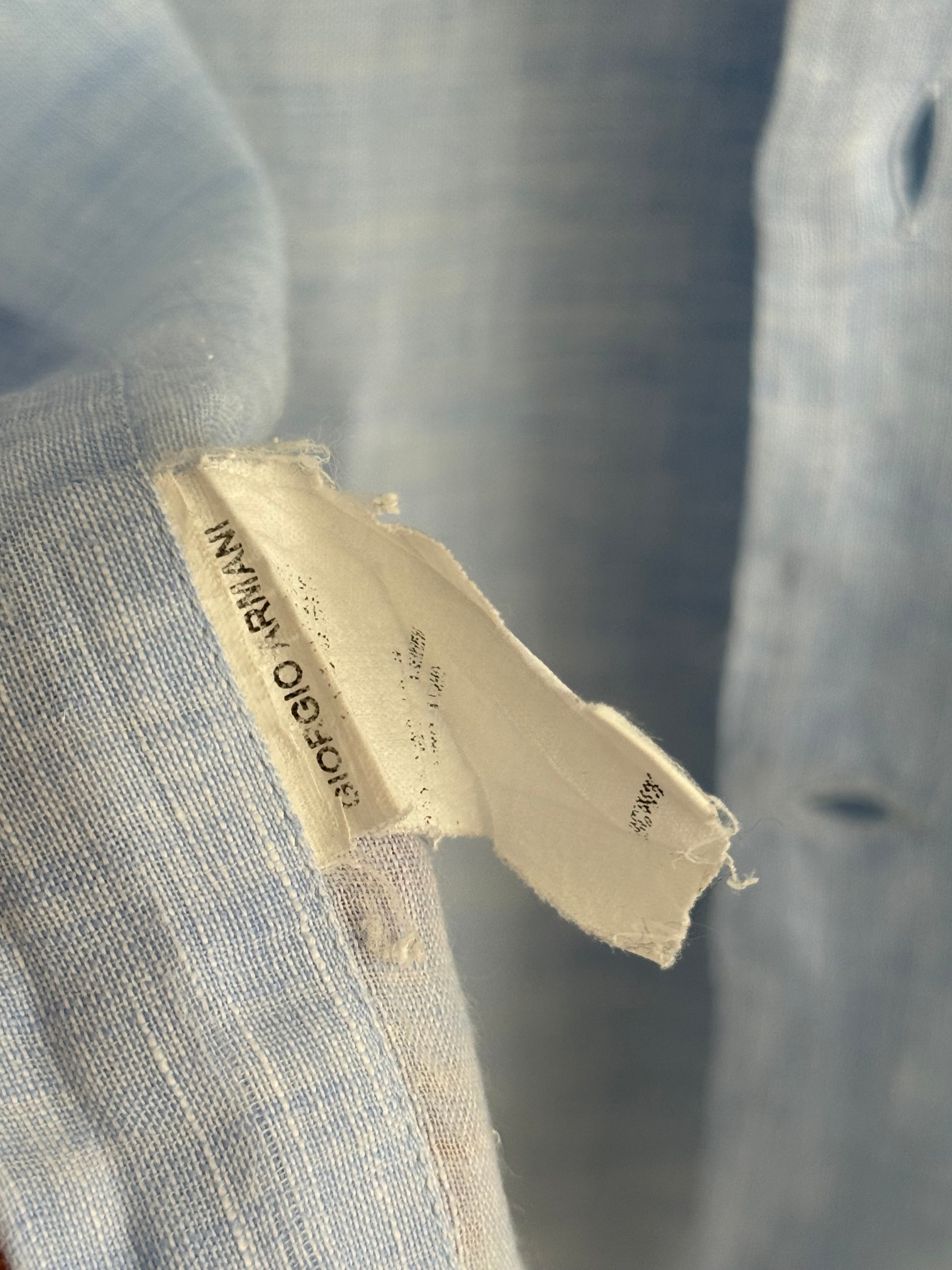 Giorgio Armani 1990s Blue Linen Shirt - Size S