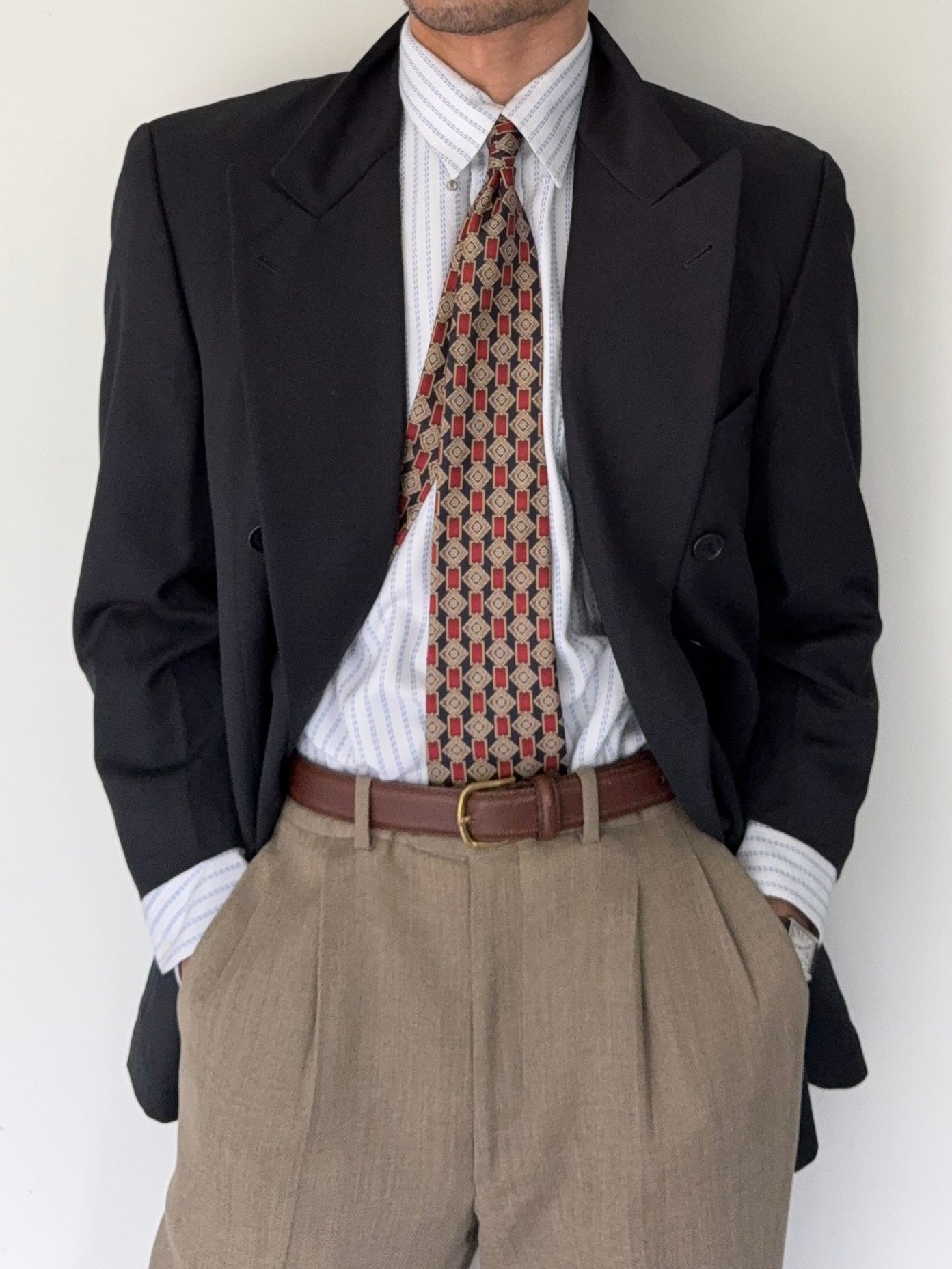 Hugo Boss 1980s 'Zeus' Double Breasted Peaked Lapel Sports Jacket Blazer - Size S