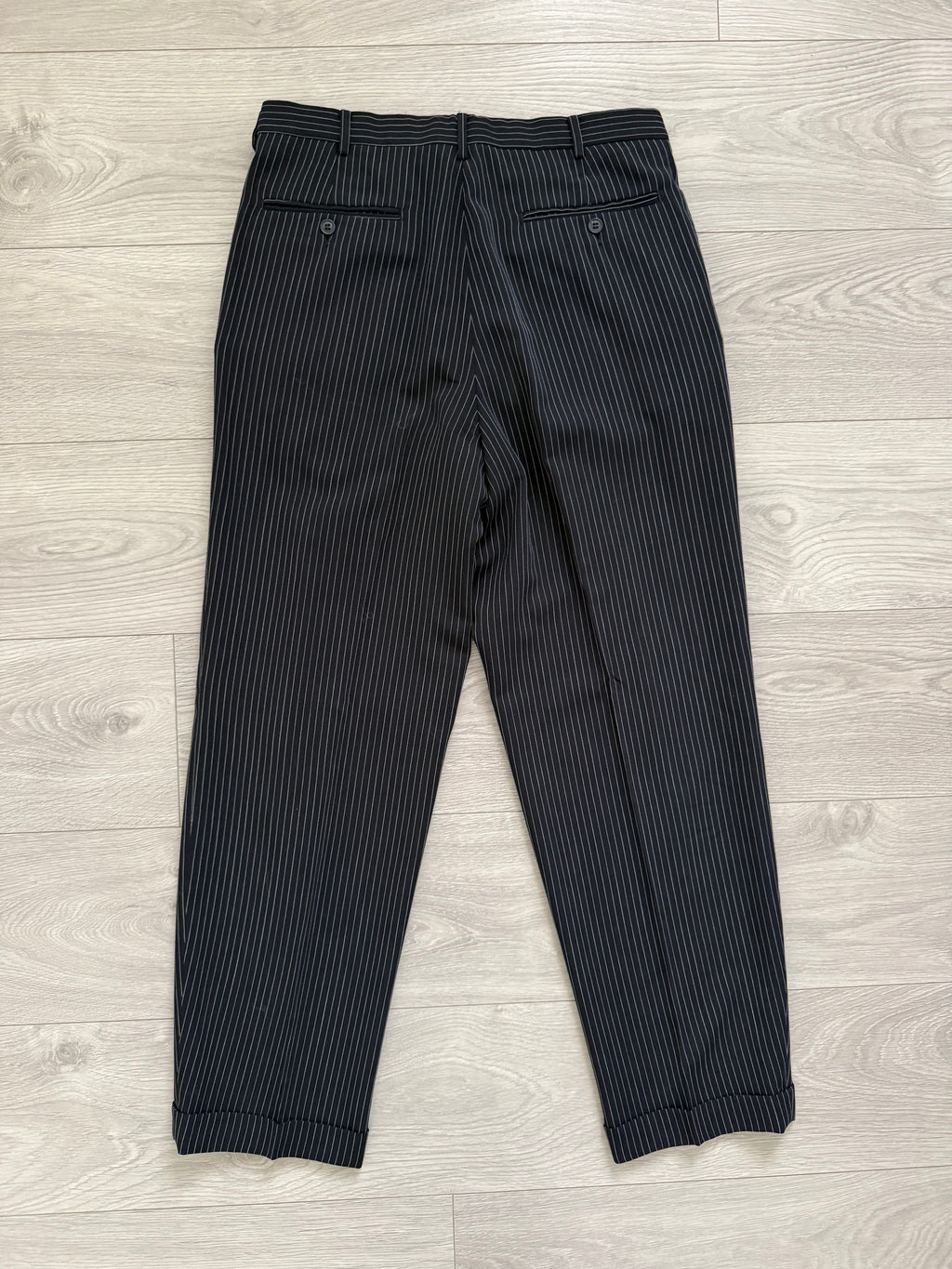 Valentino 1980s 6B Double Breasted Wool Pinestripe Power Suit - Size M Jacket / 32" Waist