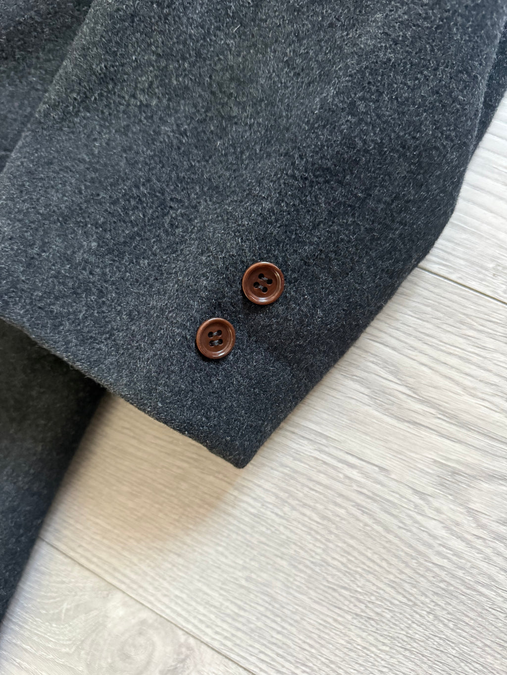 Hugo Boss 1980s 'Facel Vega' Double-Breasted Peaked Lapel Long Wool Coat - Size L