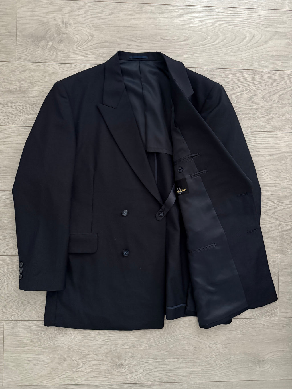 Doremuil Fabric Double Breasted Pleated Wool Suit - Size XL Jacket / 36" Waist